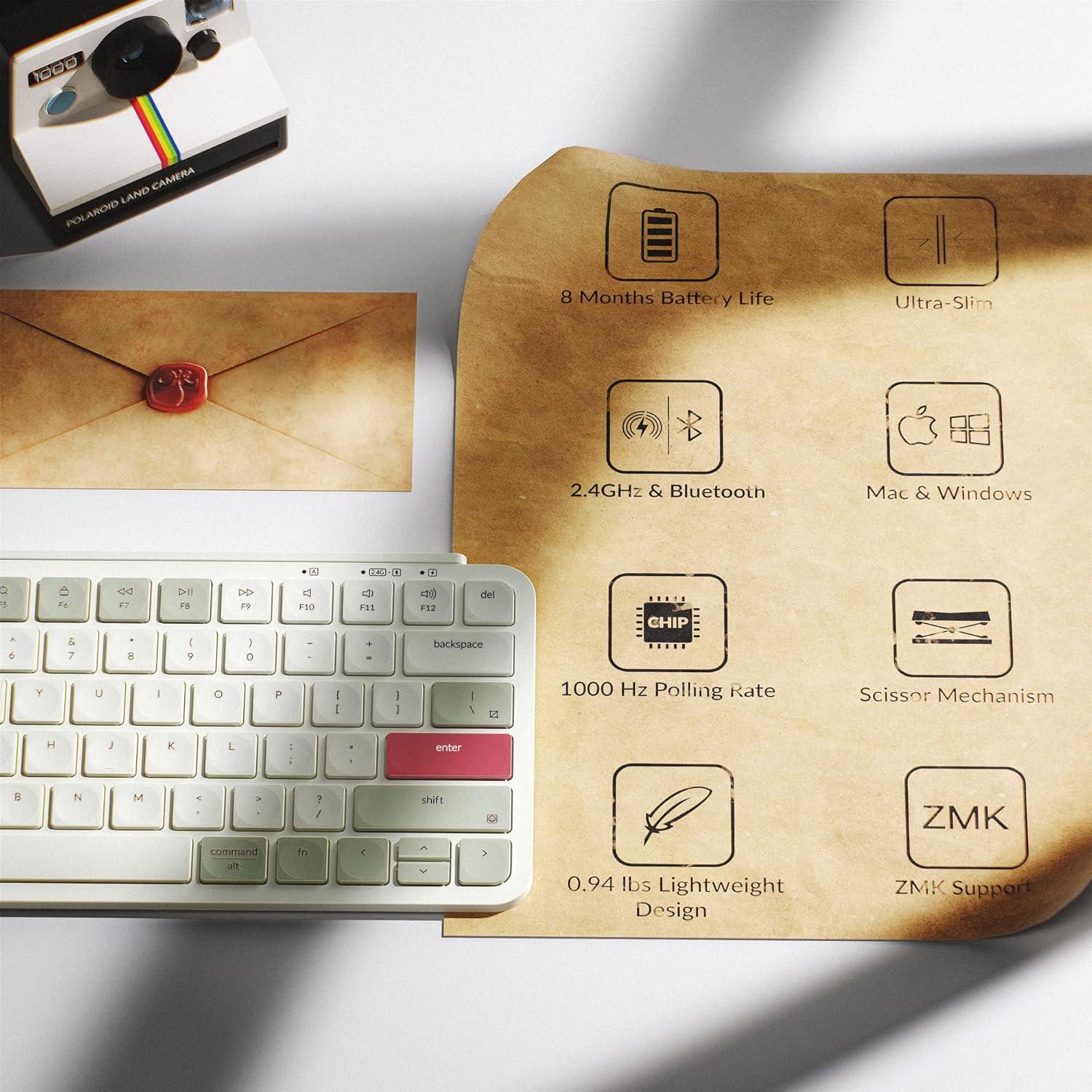 Teclado Inalámbrico Keychron B1 Pro Ultra-Slim Bluetooth 5.2 Rojo