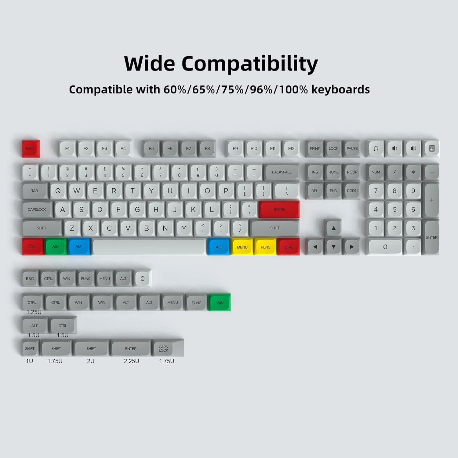 Juego de Teclas Mecánicas Dagaladoo PBT 131 Teclas Gris/Azul/Rojo