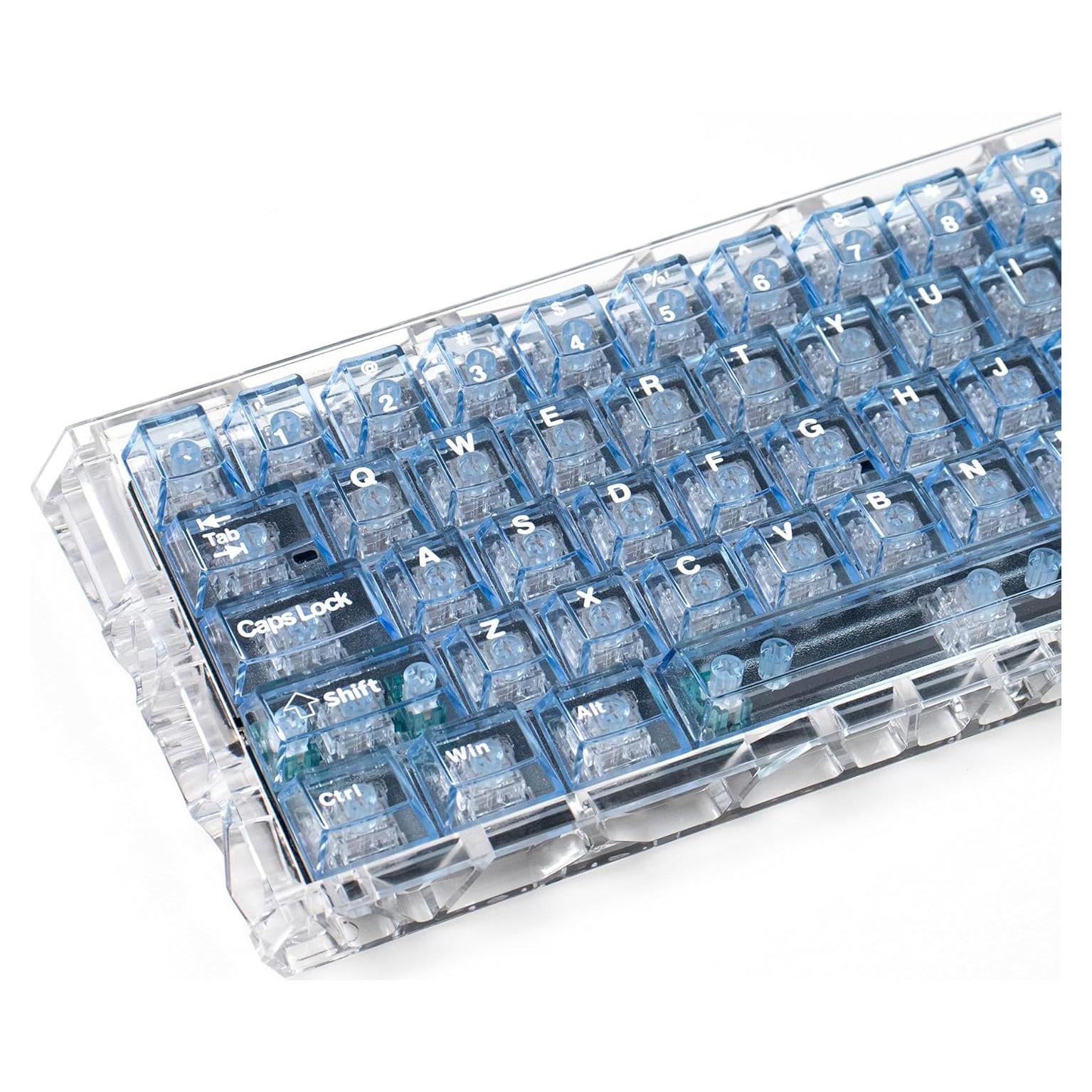 Conjunto de Teclas Transparentes Mintcaps 128 Teclas Azules