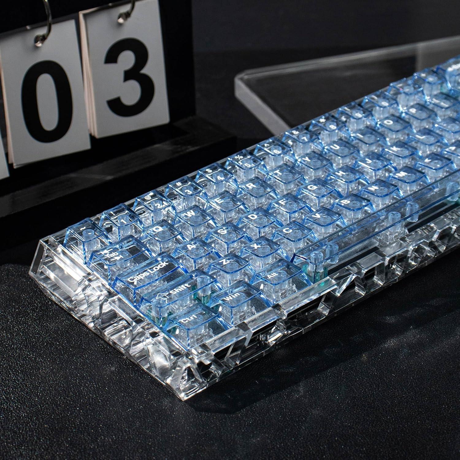 Conjunto de Teclas Transparentes Mintcaps 128 Teclas Azules