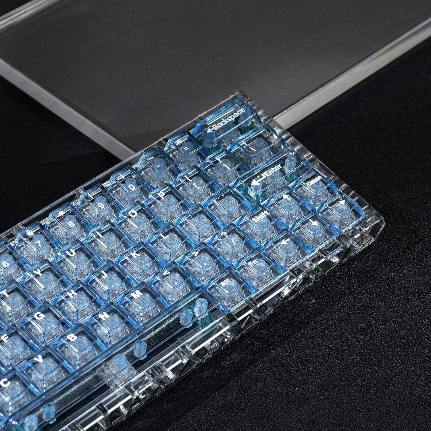 Conjunto de Teclas Transparentes Mintcaps 128 Teclas Azules