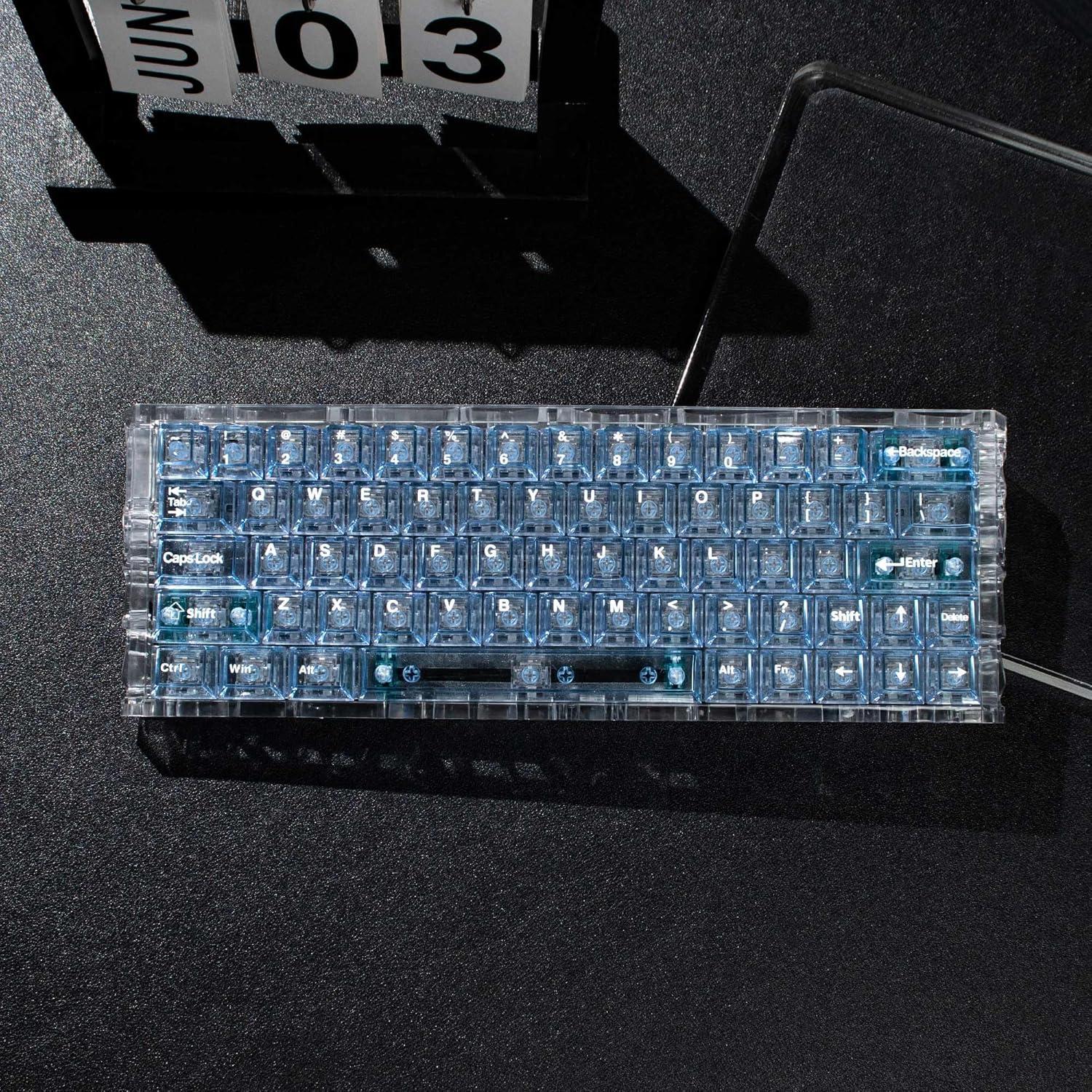 Conjunto de Teclas Transparentes Mintcaps 128 Teclas Azules