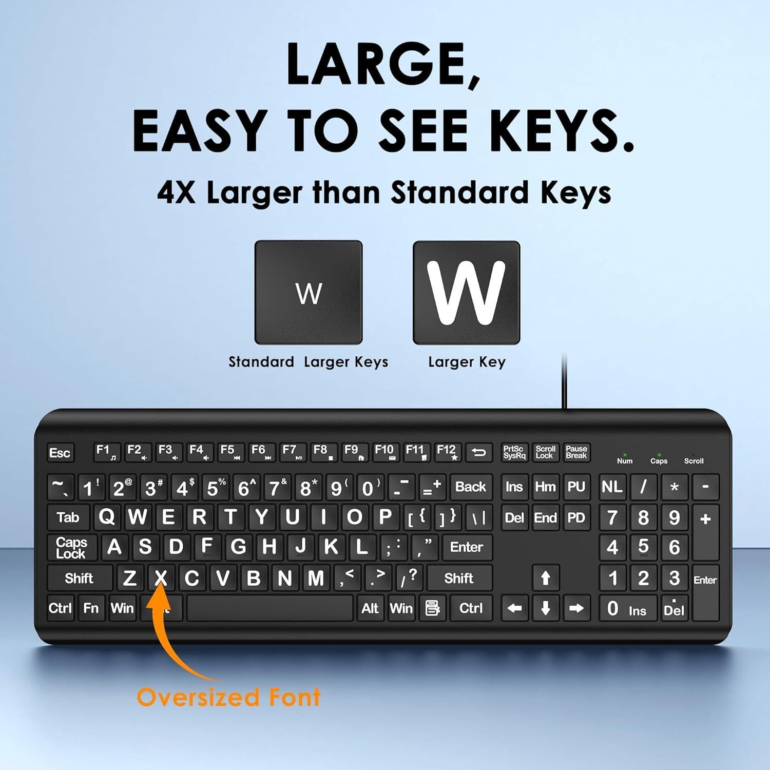 Teclado USB de Letra Grande EDJO para PC y Laptop - Ergonomía y Visibilidad