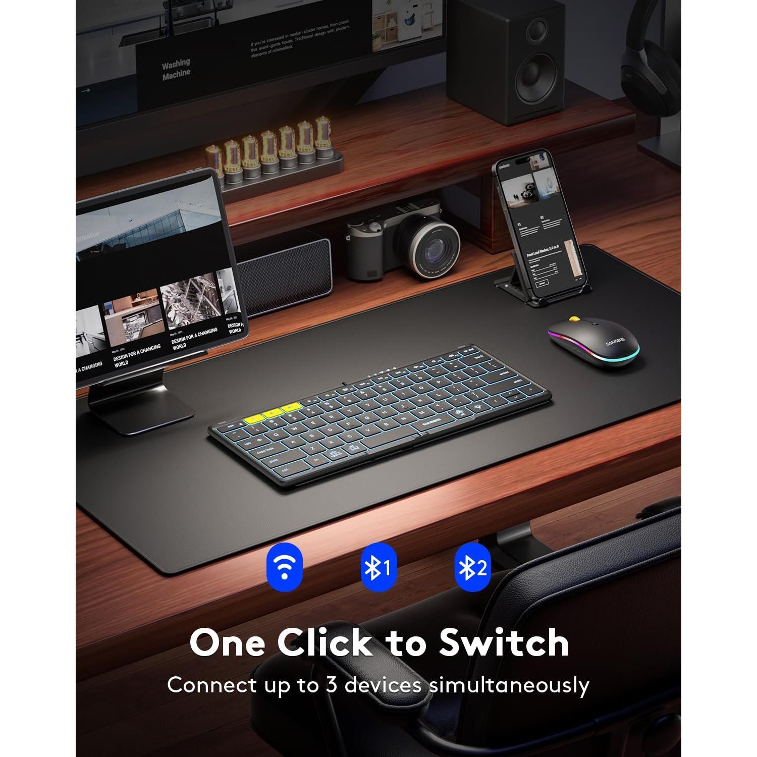 Combo Teclado y Ratón Plegables Samsers KM08X Retroiluminado