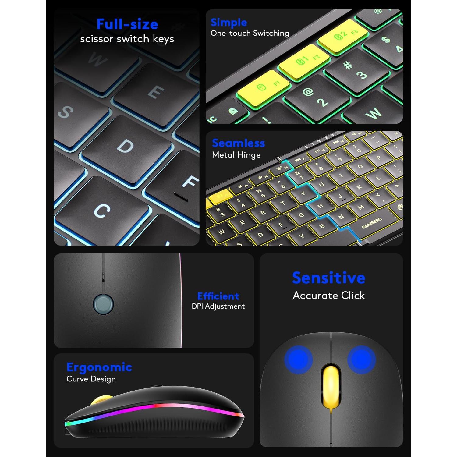 Combo Teclado y Ratón Plegables Samsers KM08X Retroiluminado