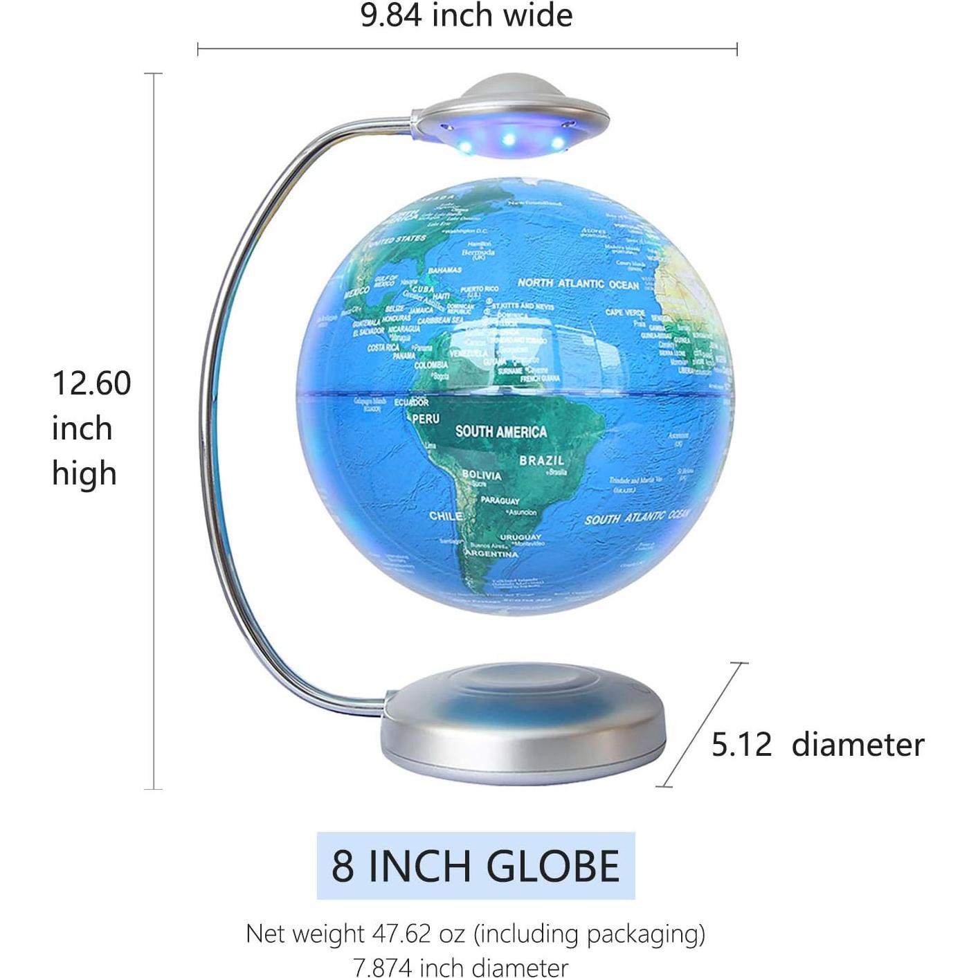 Globo Flotante RNUIE 20 cm LED Rotación 3D Mapa del Mundo