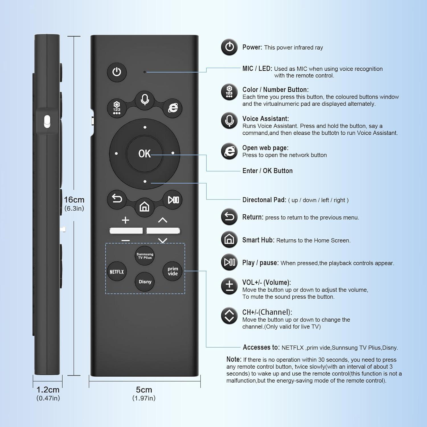 Control Remoto Universal Samsung Smart con Teclado Retroiluminado