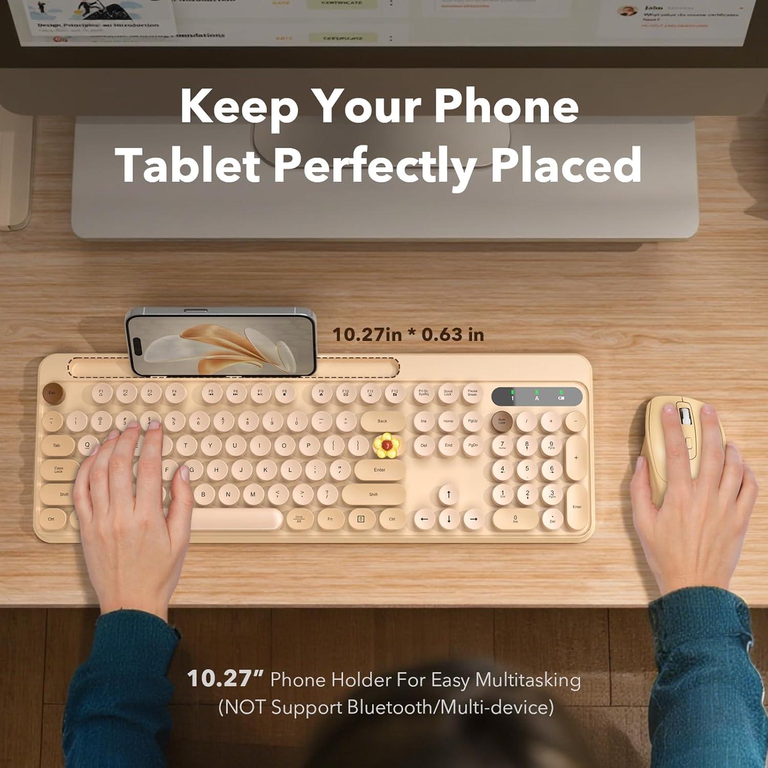 Combo Teclado y Ratón Inalámbrico Trueque Retro Rosa