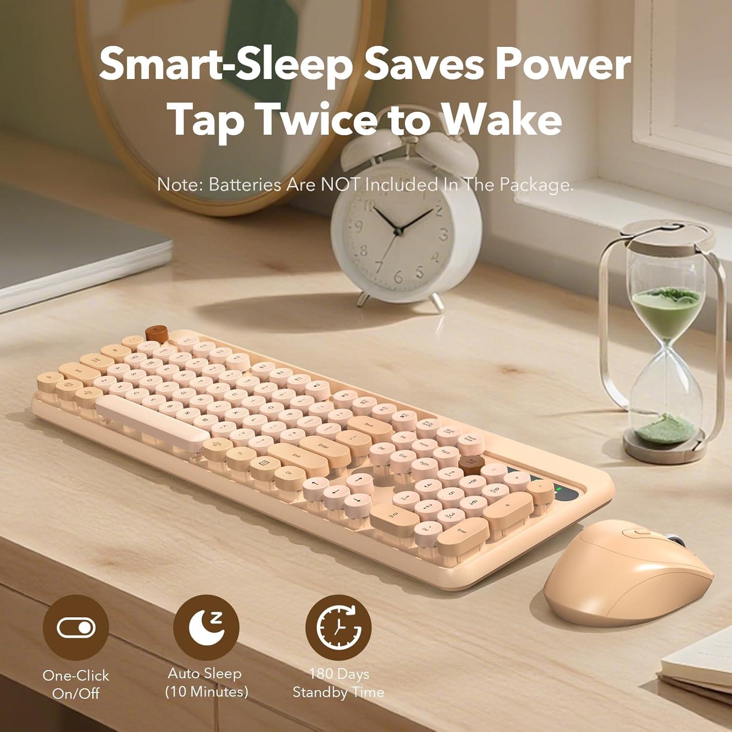 Combo Teclado y Ratón Inalámbrico Trueque Retro Rosa