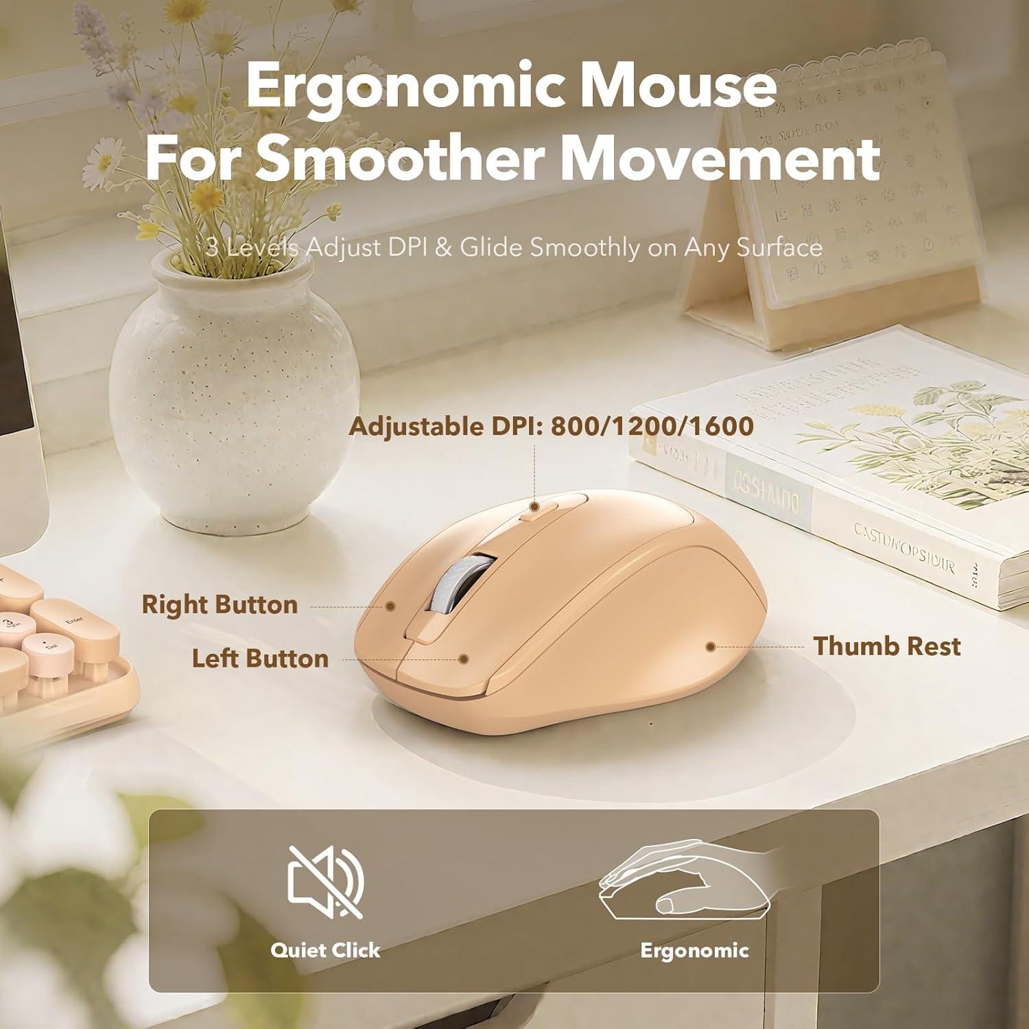 Combo Teclado y Ratón Inalámbrico Trueque Retro Rosa