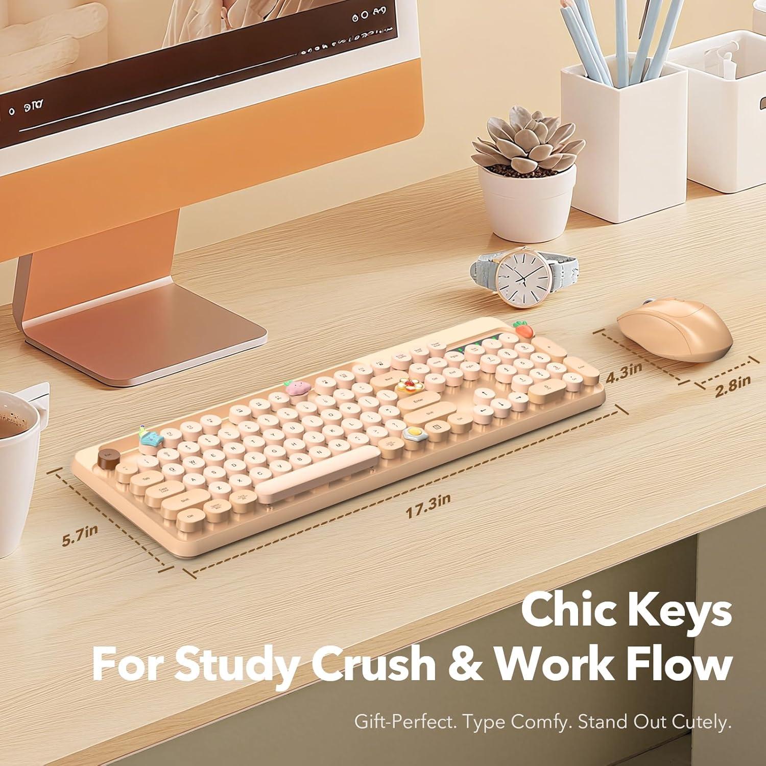 Combo Teclado y Ratón Inalámbrico Trueque Retro Rosa