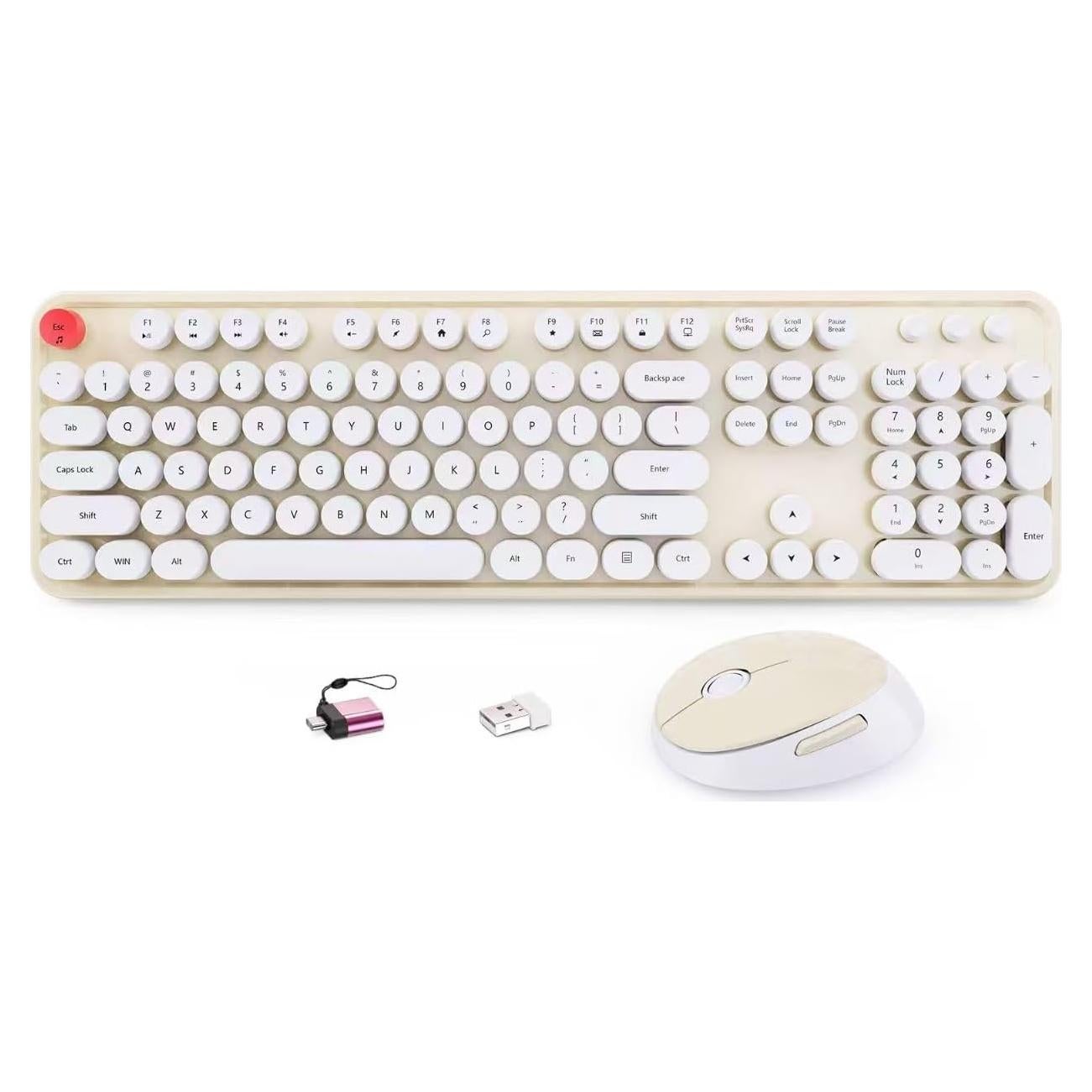 Combo Teclado y Ratón Inalámbrico HotFox S100 Retro Ergonomico