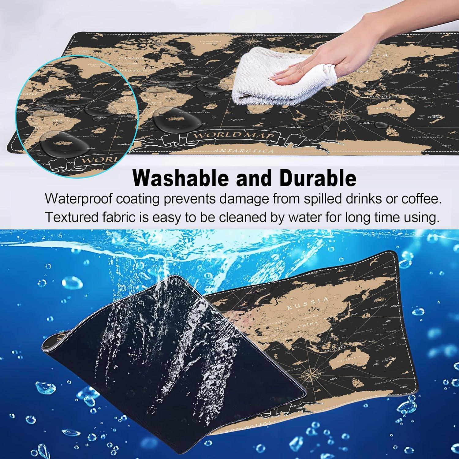 Alfombrilla de Ratón Grande Mogifedc Mapa Mundial Vintage 80x40cm