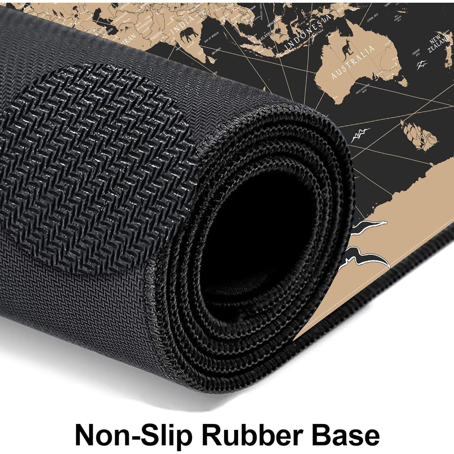 Alfombrilla de Ratón Grande Mogifedc Mapa Mundial Vintage 80x40cm
