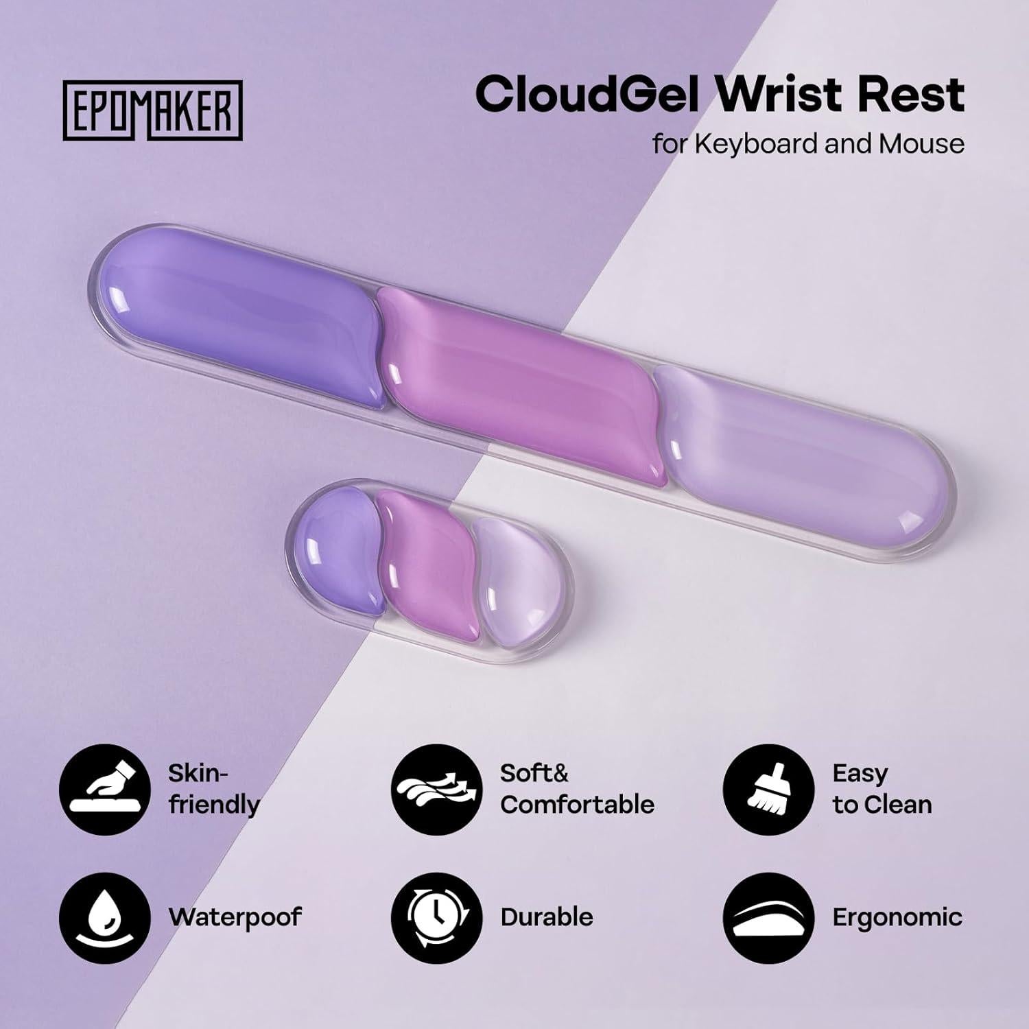 Reposamuñecas de Gel EPOMAKER CloudGel Púrpura 43.5x7.5cm