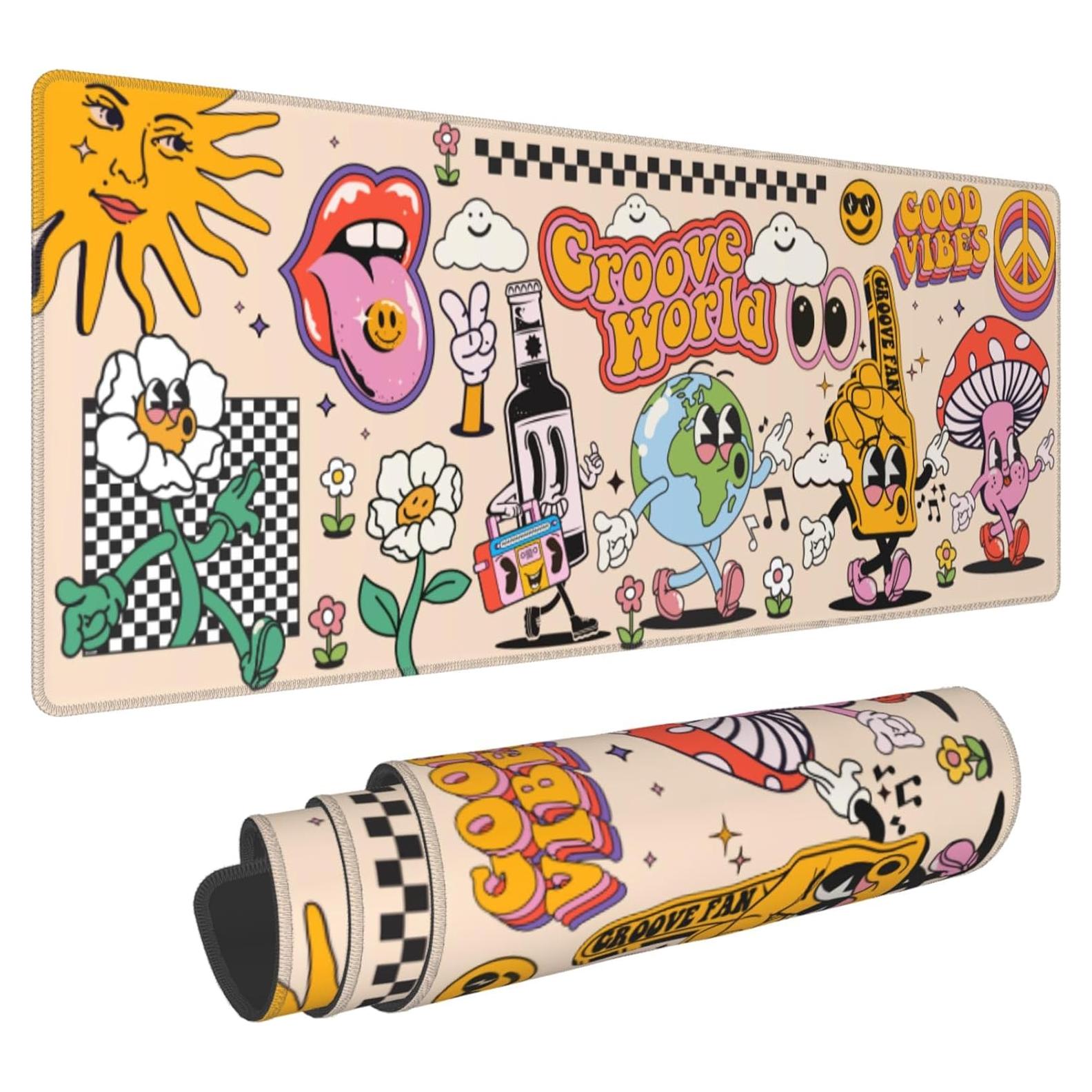 Alfombrilla de Ratón MJJLYYU Grande 800x300mm Vintage 70s