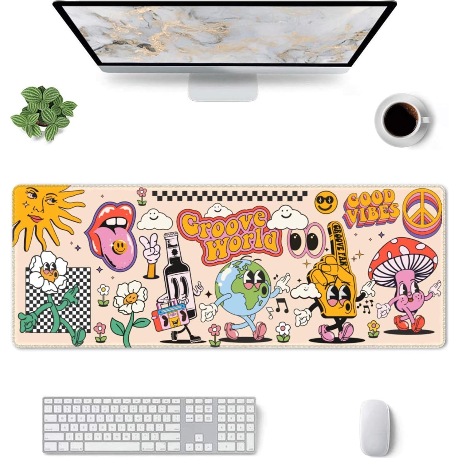 Alfombrilla de Ratón MJJLYYU Grande 800x300mm Vintage 70s