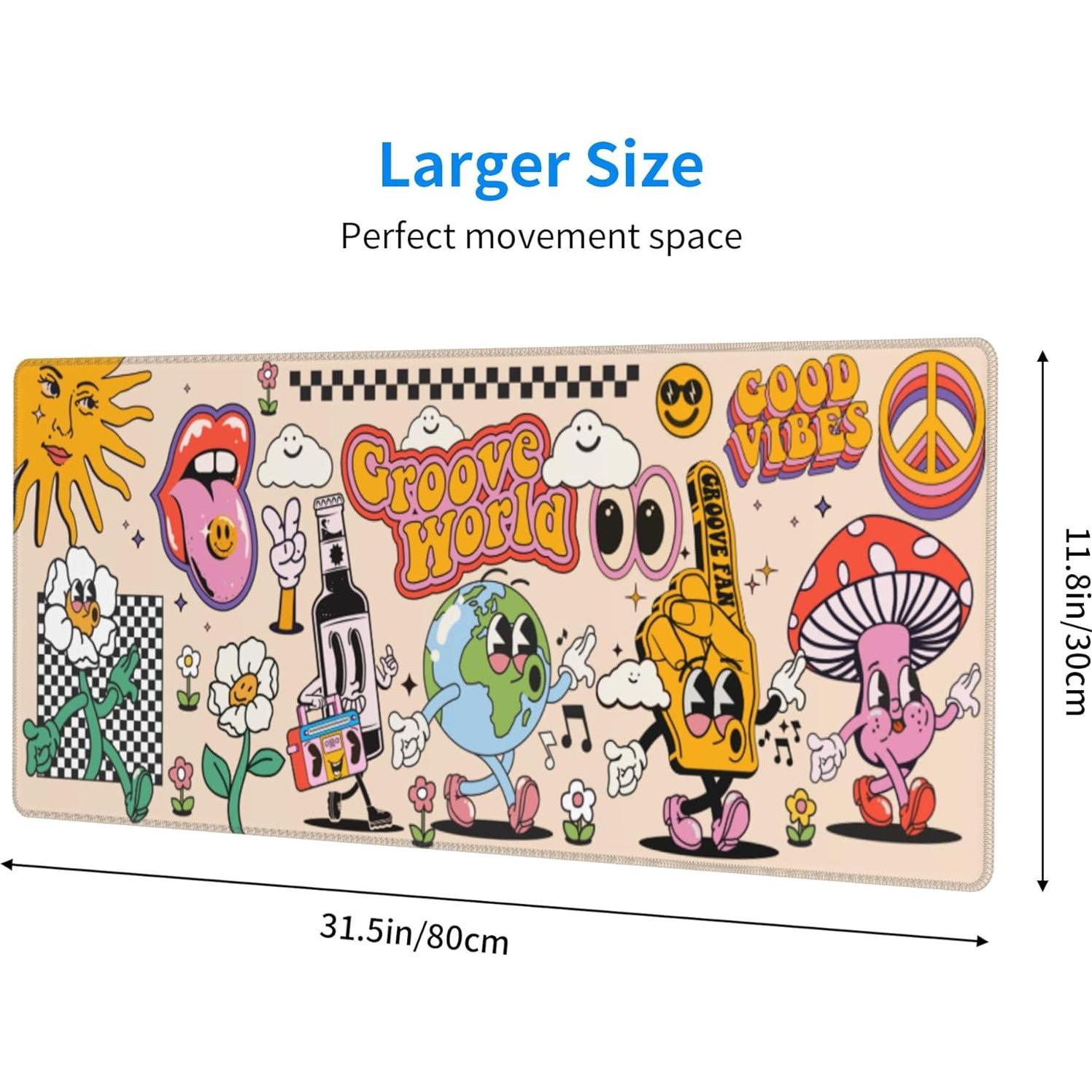 Alfombrilla de Ratón MJJLYYU Grande 800x300mm Vintage 70s