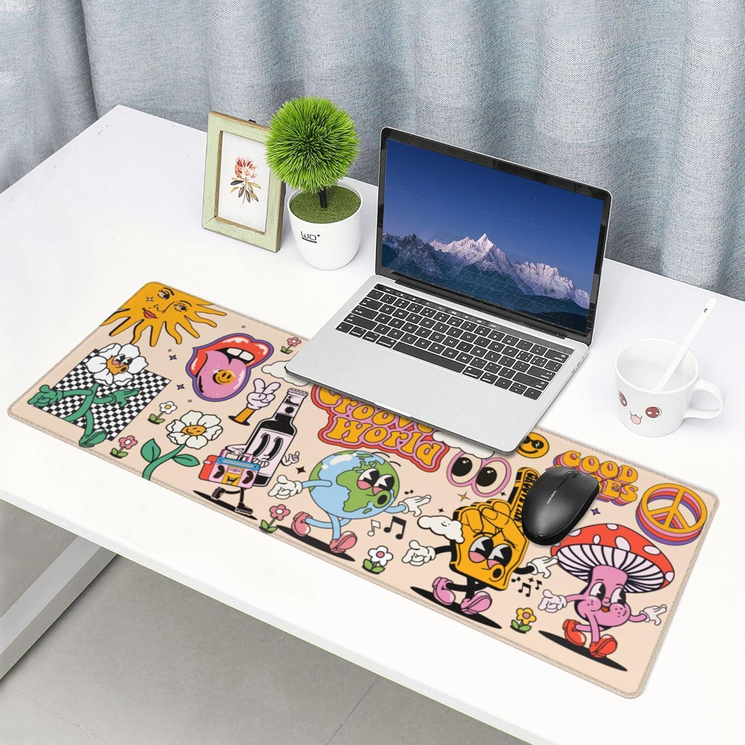 Alfombrilla de Ratón MJJLYYU Grande 800x300mm Vintage 70s