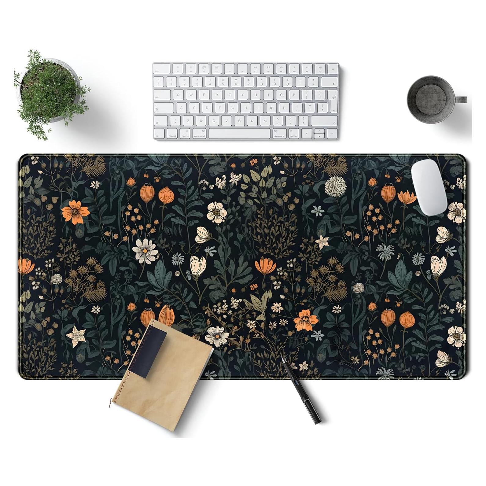 Alfombrilla de escritorio XXL TENG DA QING floral vintage 80x40cm