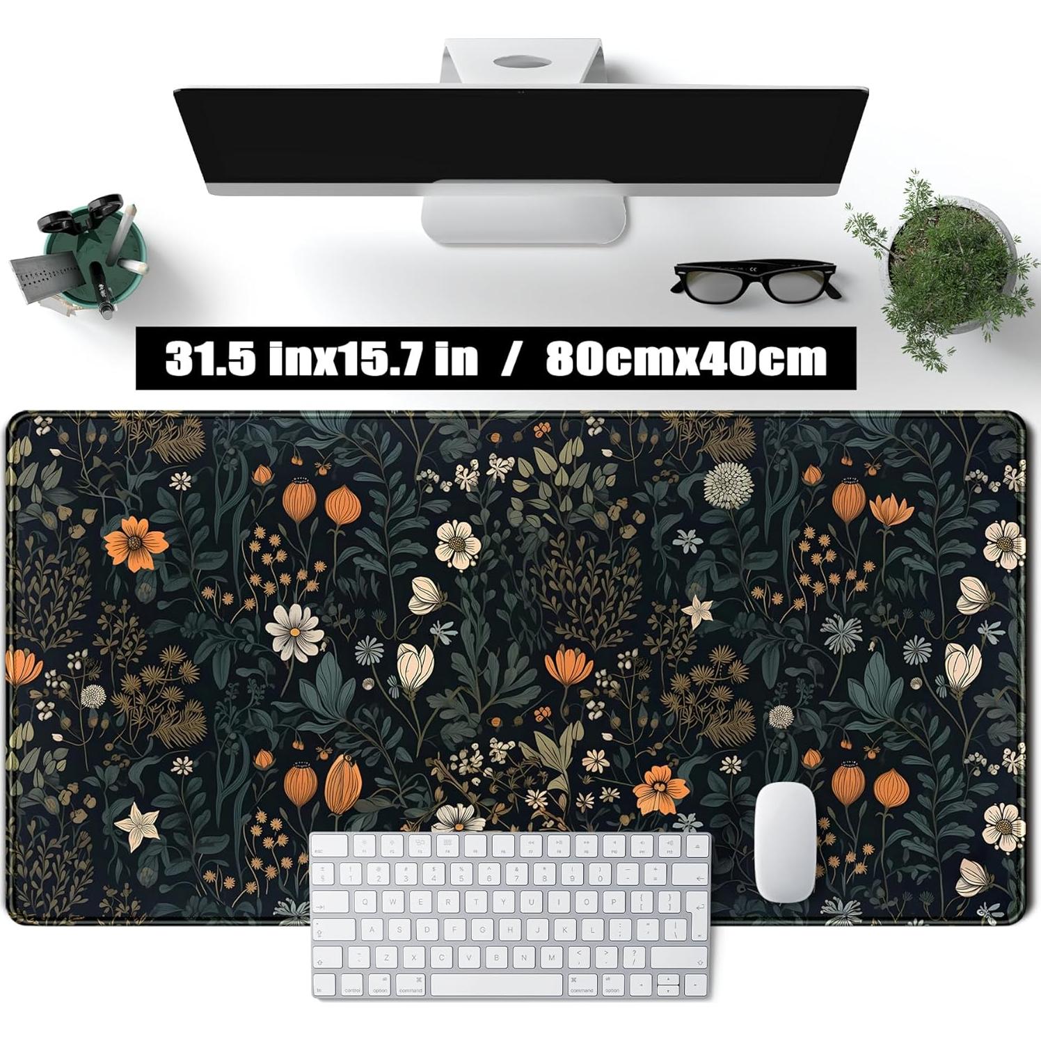 Alfombrilla de escritorio XXL TENG DA QING floral vintage 80x40cm