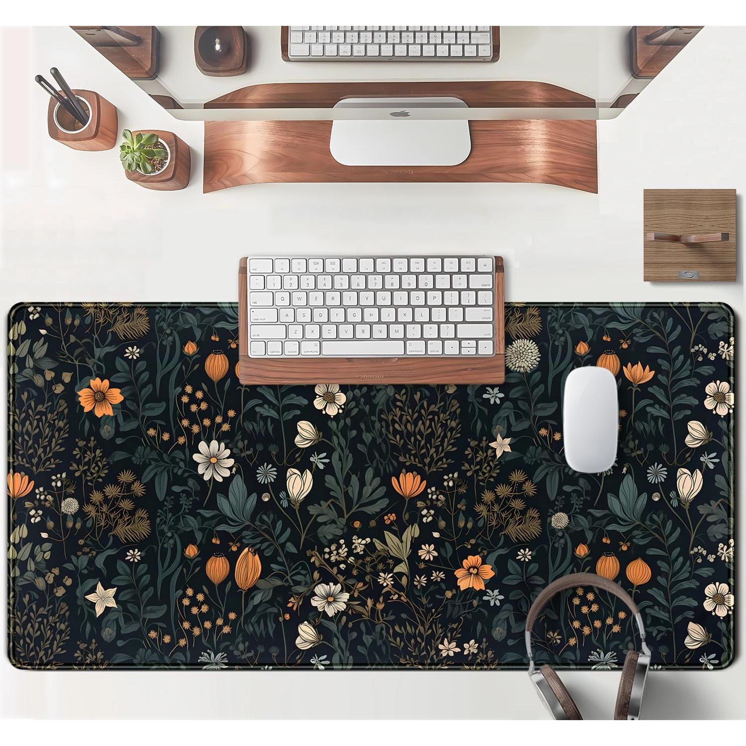 Alfombrilla de escritorio XXL TENG DA QING floral vintage 80x40cm