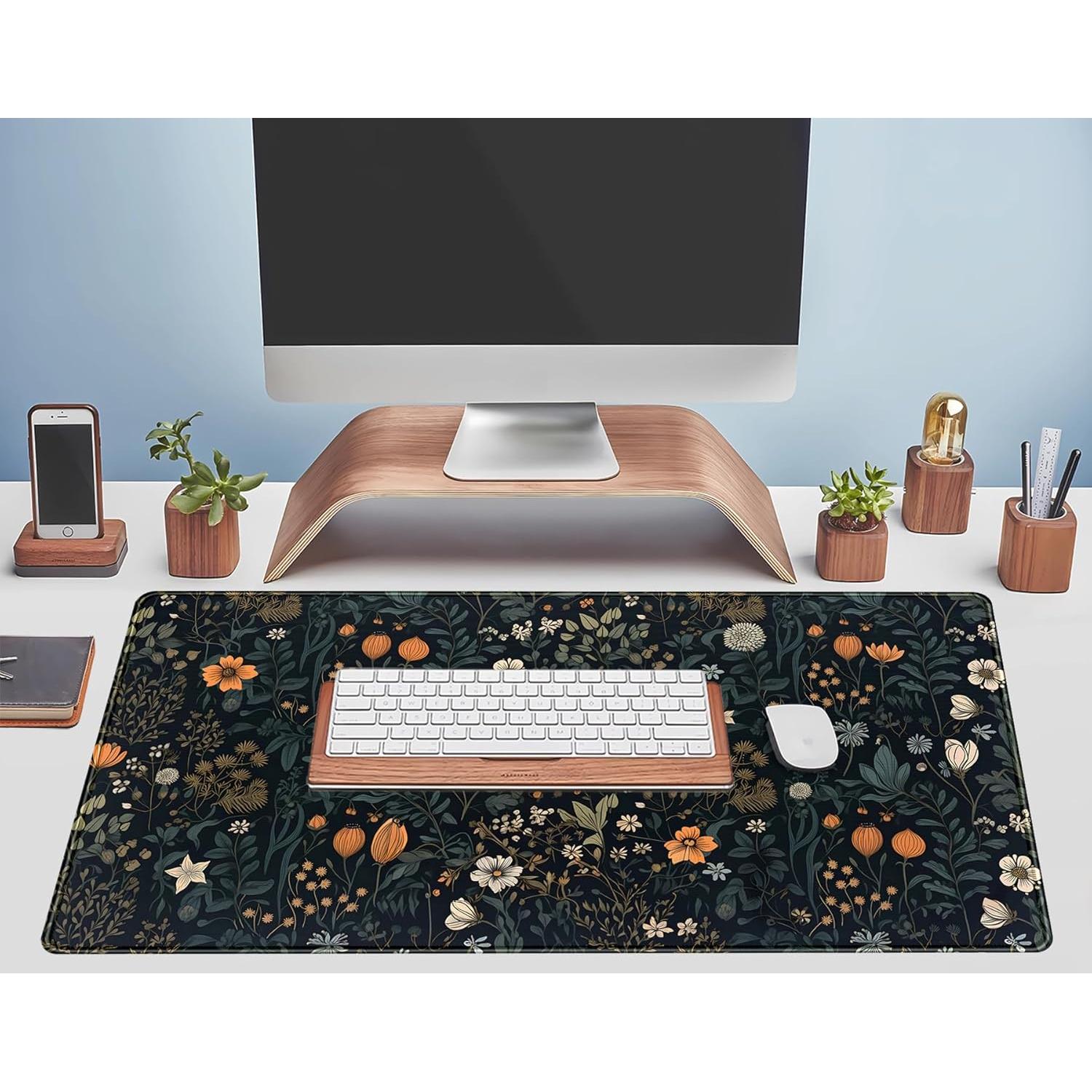 Alfombrilla de escritorio XXL TENG DA QING floral vintage 80x40cm