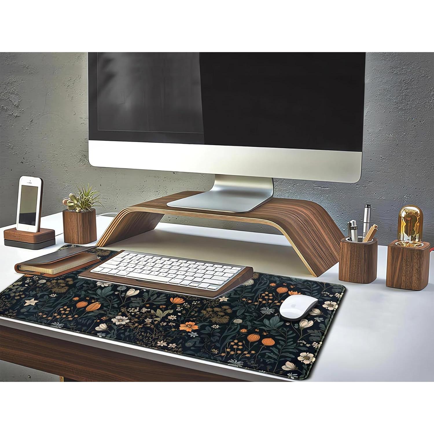 Alfombrilla de escritorio XXL TENG DA QING floral vintage 80x40cm