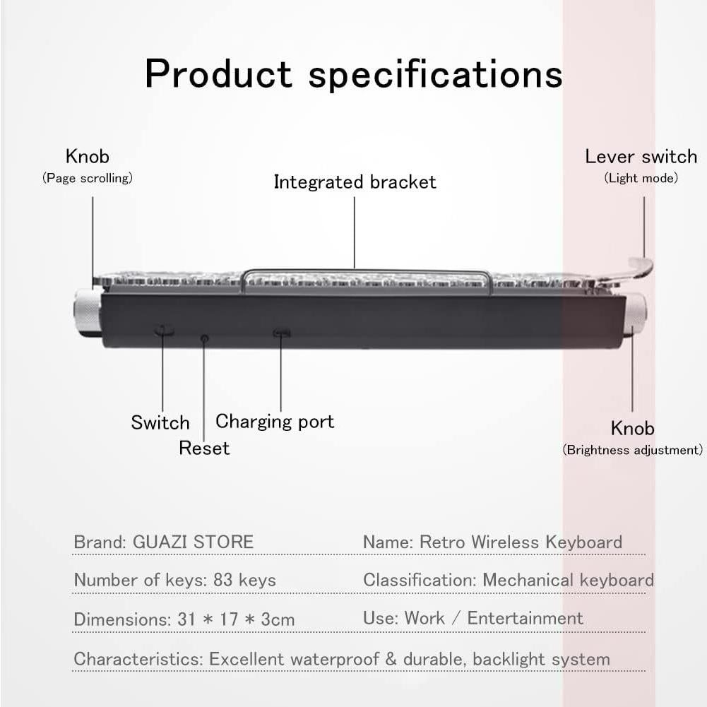 Teclado Mecánico Inalámbrico Bluetooth 83 Teclas - Antighosting Negro