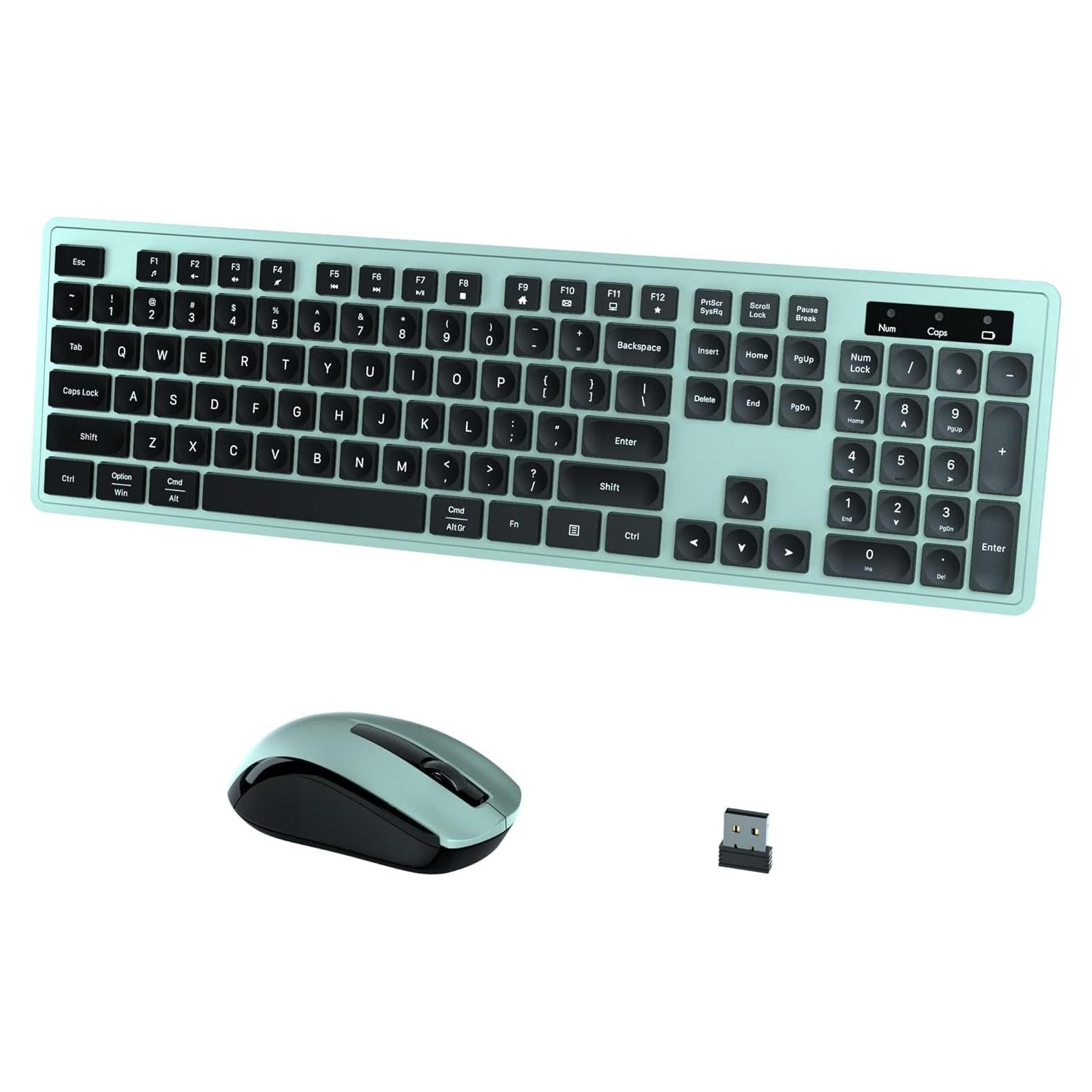 Combo Teclado y Ratón Inalámbricos COVEVA 2.4GHz Negro Verde