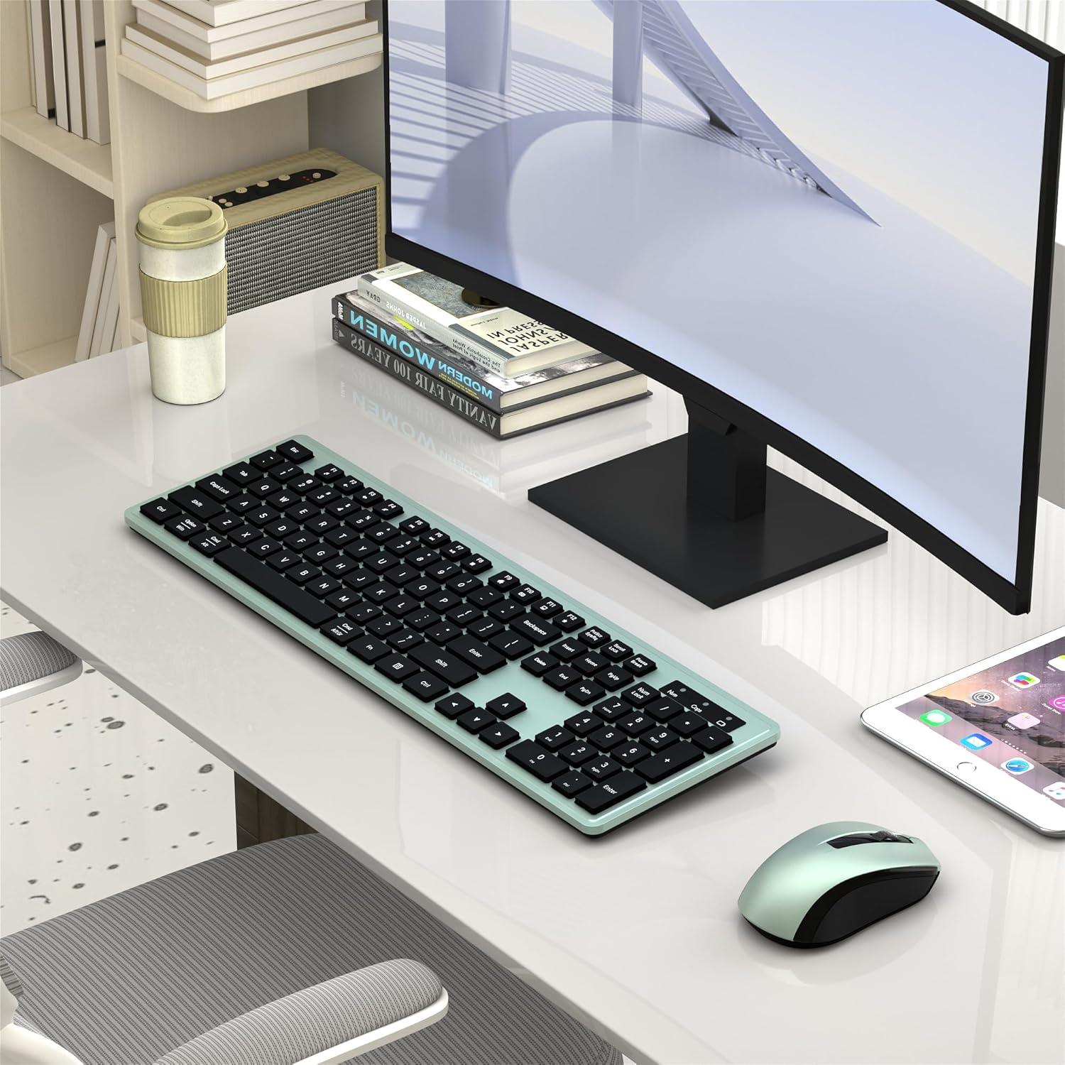 Combo Teclado y Ratón Inalámbricos COVEVA 2.4GHz Negro Verde