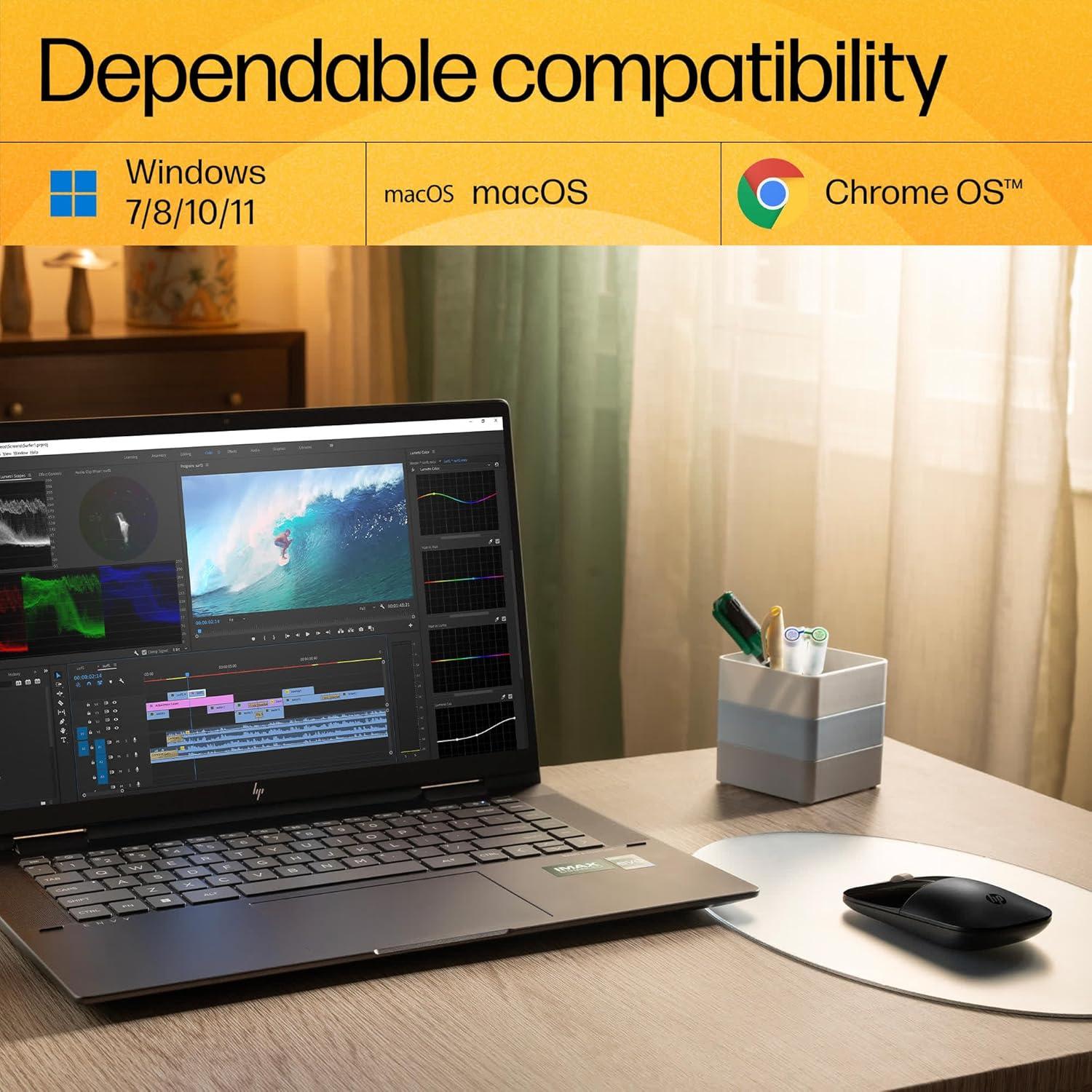 Ratón Inalámbrico HP Z3700 Negro Brillante 10.1cm