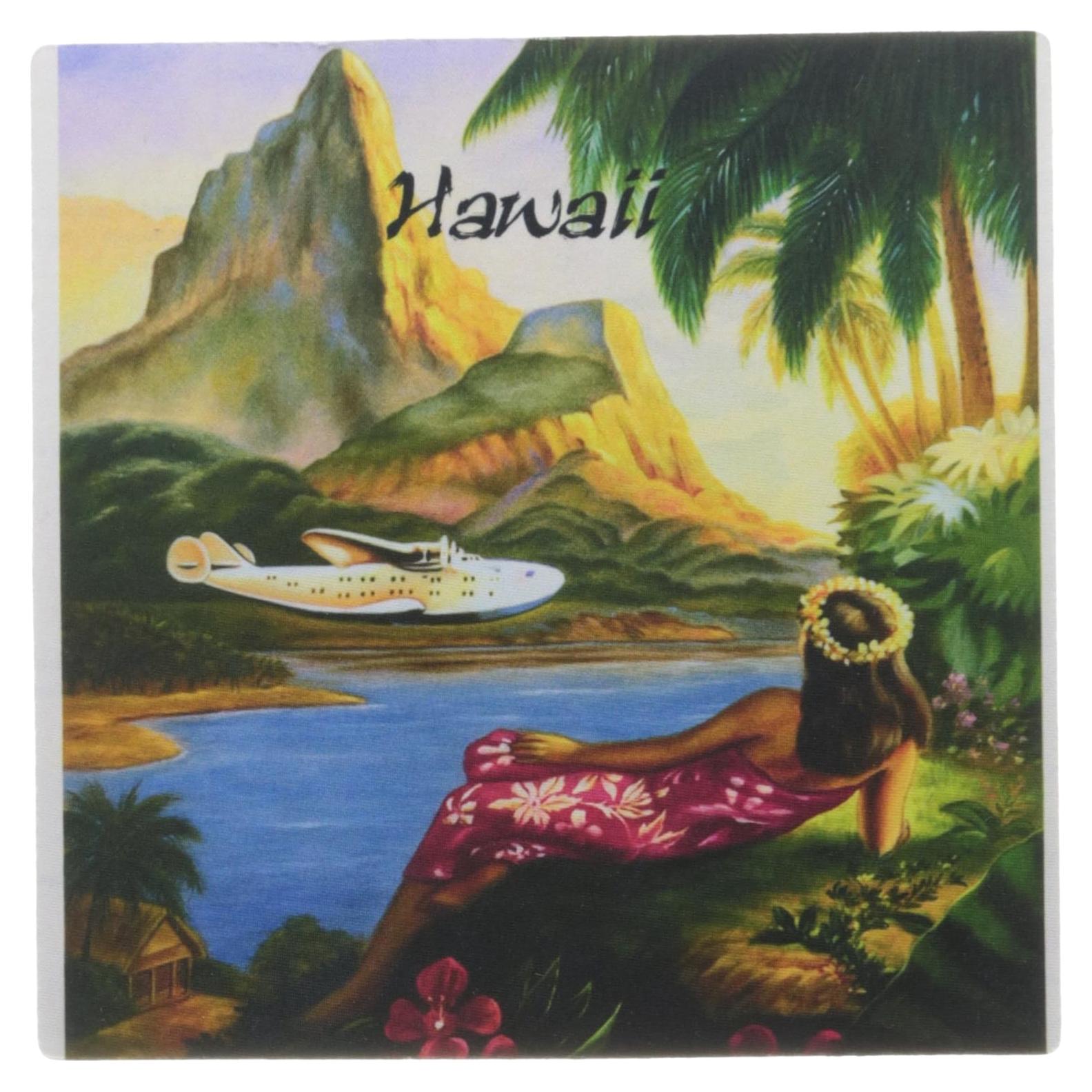 Mouse Pad 3dRose Vintage Hawái 20.32x20.32cm Goma Reciclada