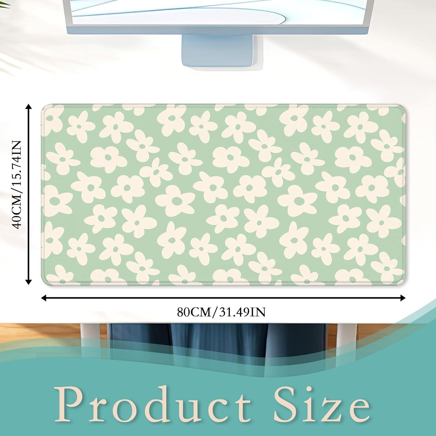 Alfombrilla de Escritorio TUBAMQ 80x40cm Flor Margarita Vintage