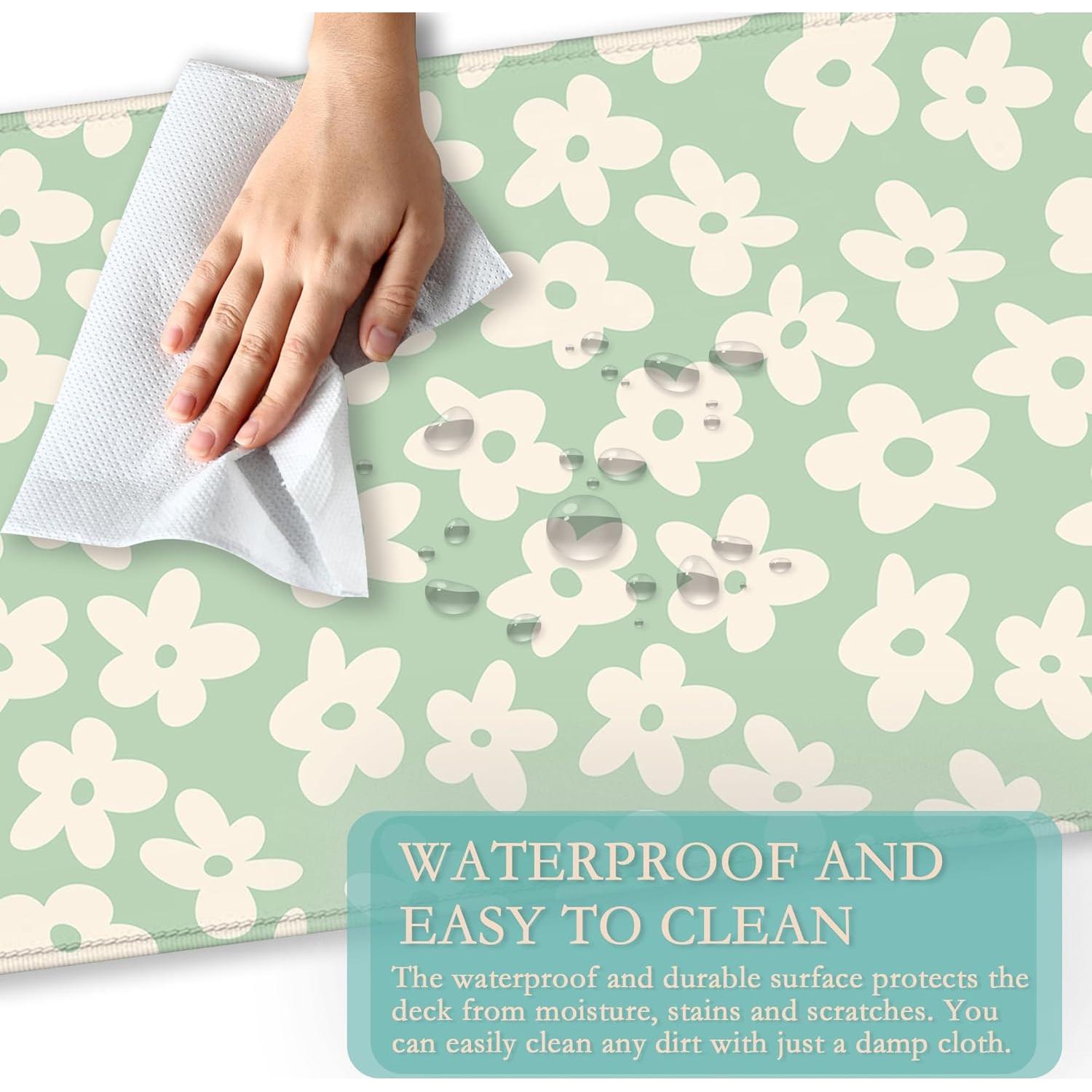 Alfombrilla de Escritorio TUBAMQ 80x40cm Flor Margarita Vintage