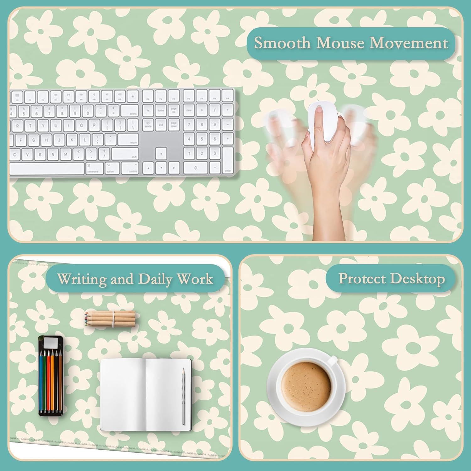 Alfombrilla de Escritorio TUBAMQ 80x40cm Flor Margarita Vintage