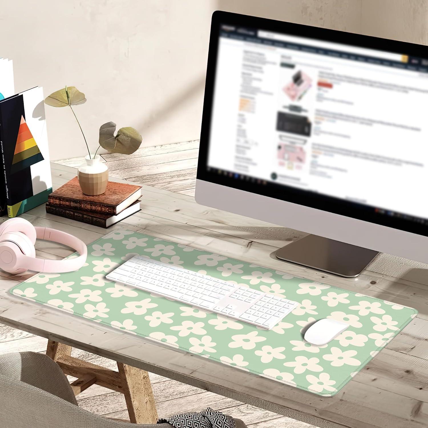 Alfombrilla de Escritorio TUBAMQ 80x40cm Flor Margarita Vintage