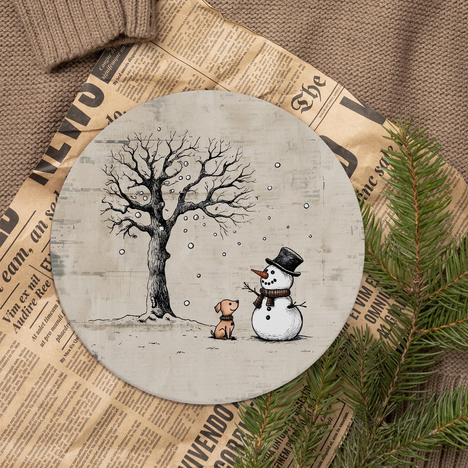 Alfombrilla de Ratón Navideña NaZaUK 22x22 cm Nieve Vintage