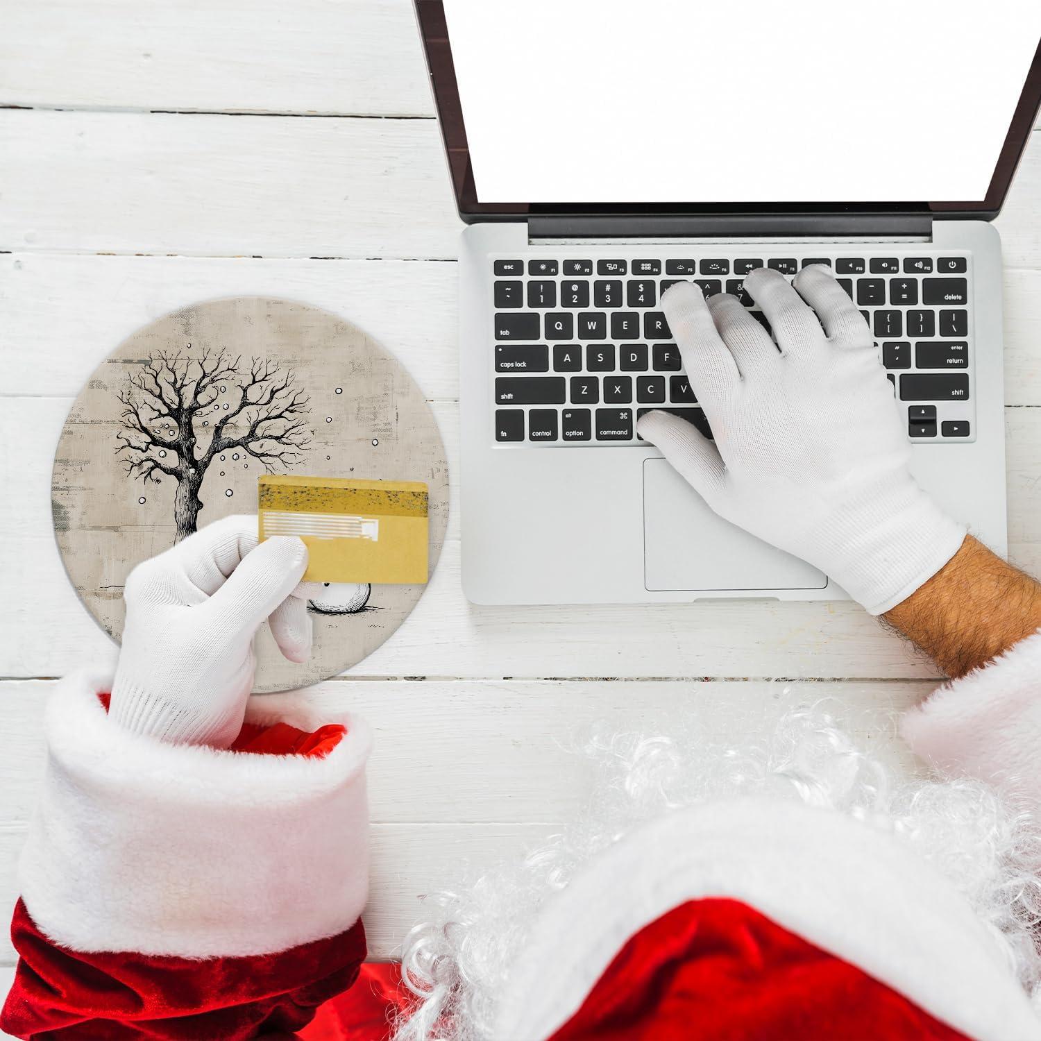 Alfombrilla de Ratón Navideña NaZaUK 22x22 cm Nieve Vintage