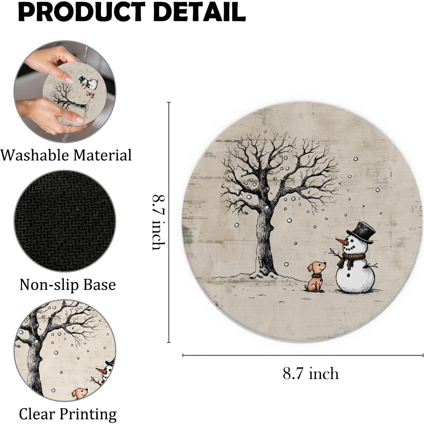 Alfombrilla de Ratón Navideña NaZaUK 22x22 cm Nieve Vintage