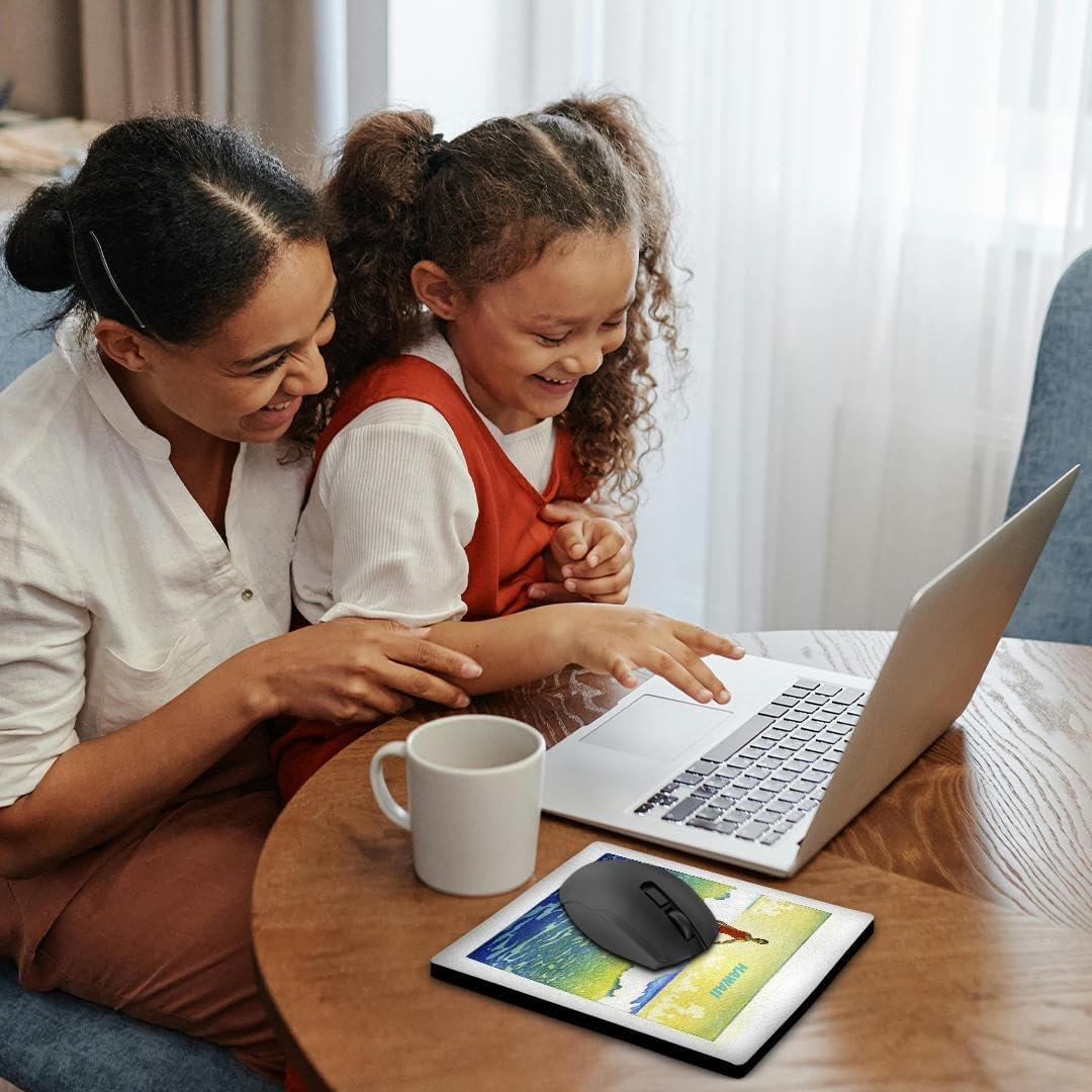 Alfombrilla de Ratón 3dRose Cuadrada Turquesa y Amarillo 20.32cm