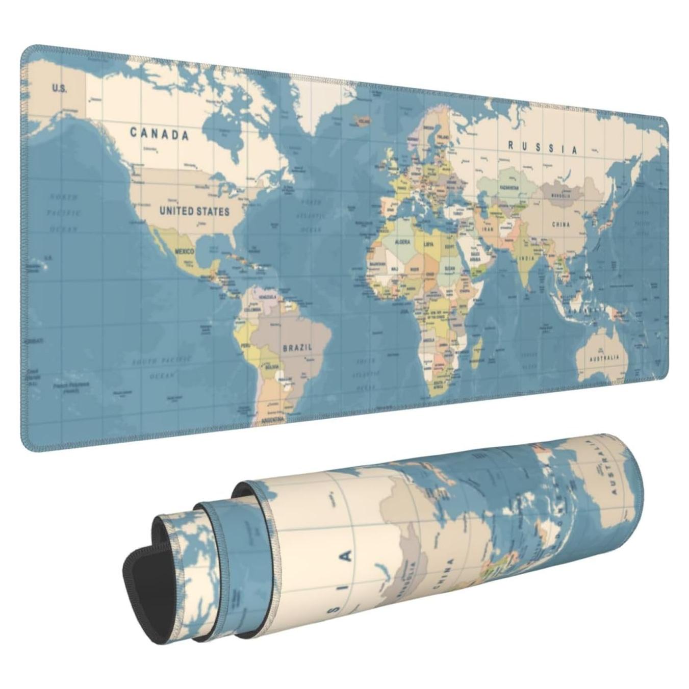 Alfombrilla de Ratón Grande YINFILAN Mapa Mundial Vintage 80x30cm