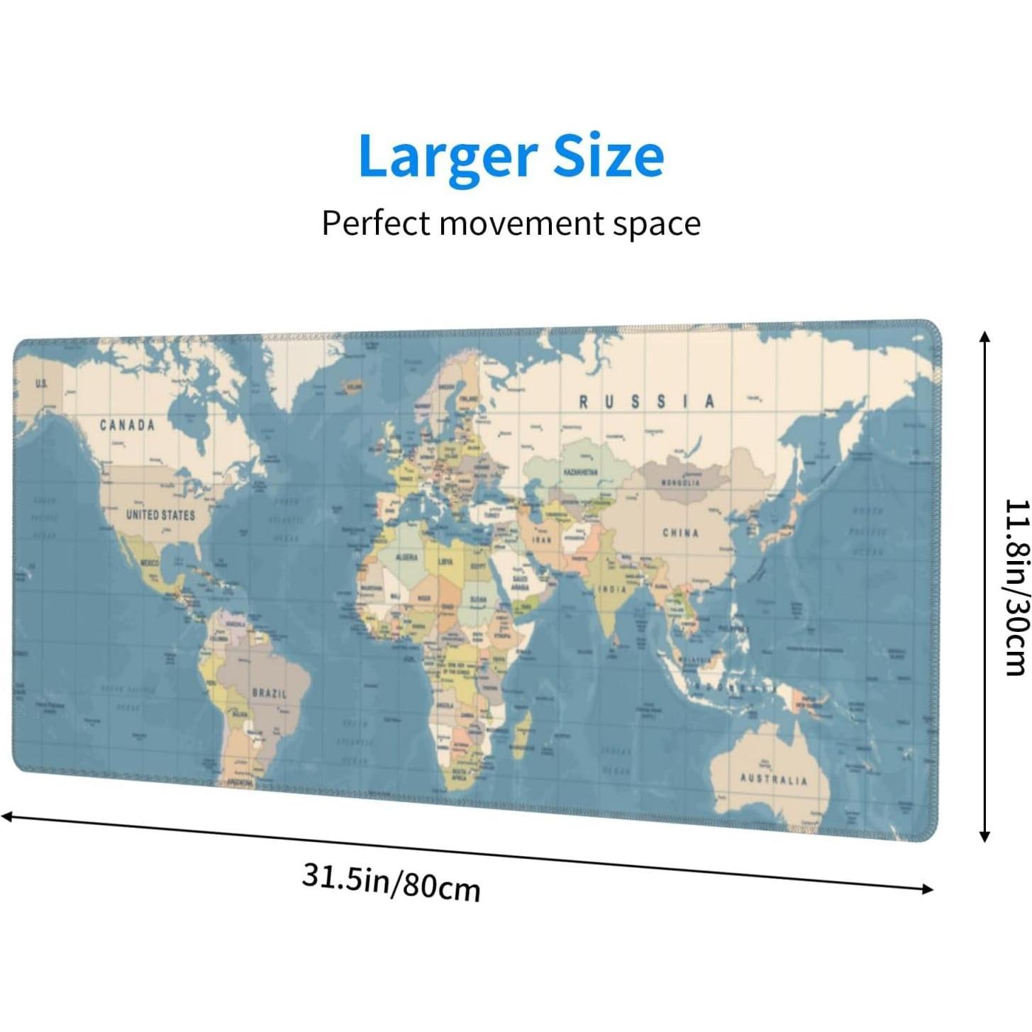Alfombrilla de Ratón Grande YINFILAN Mapa Mundial Vintage 80x30cm