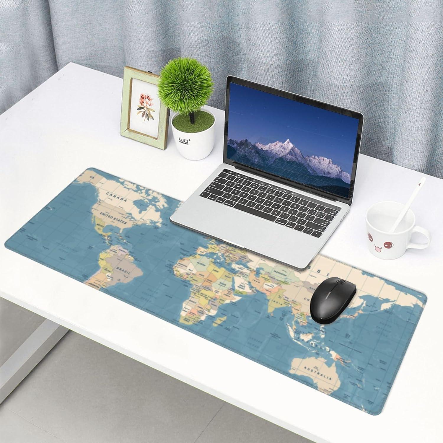 Alfombrilla de Ratón Grande YINFILAN Mapa Mundial Vintage 80x30cm