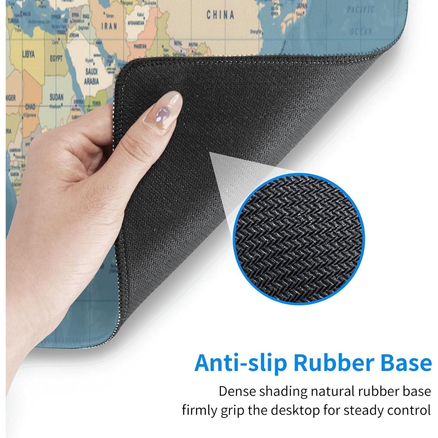 Alfombrilla de Ratón Grande YINFILAN Mapa Mundial Vintage 80x30cm