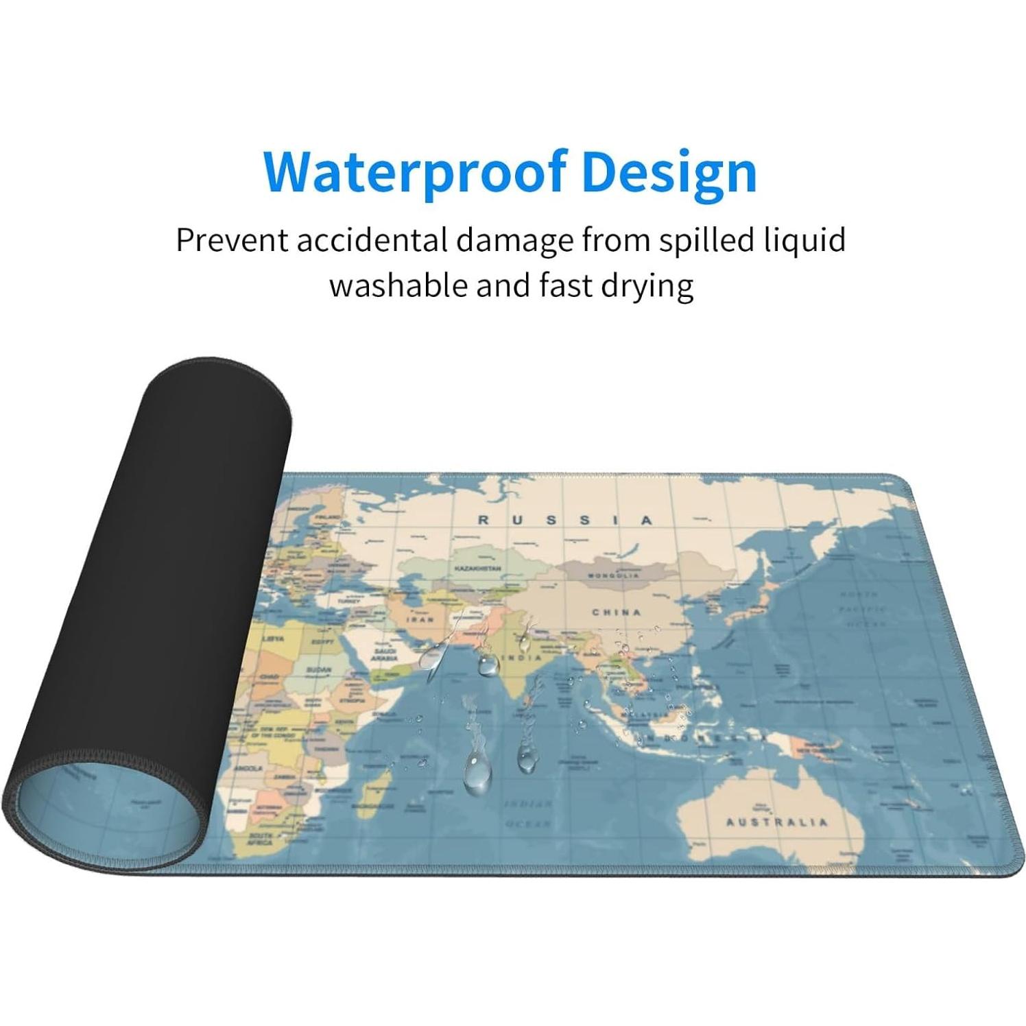 Alfombrilla de Ratón Grande YINFILAN Mapa Mundial Vintage 80x30cm