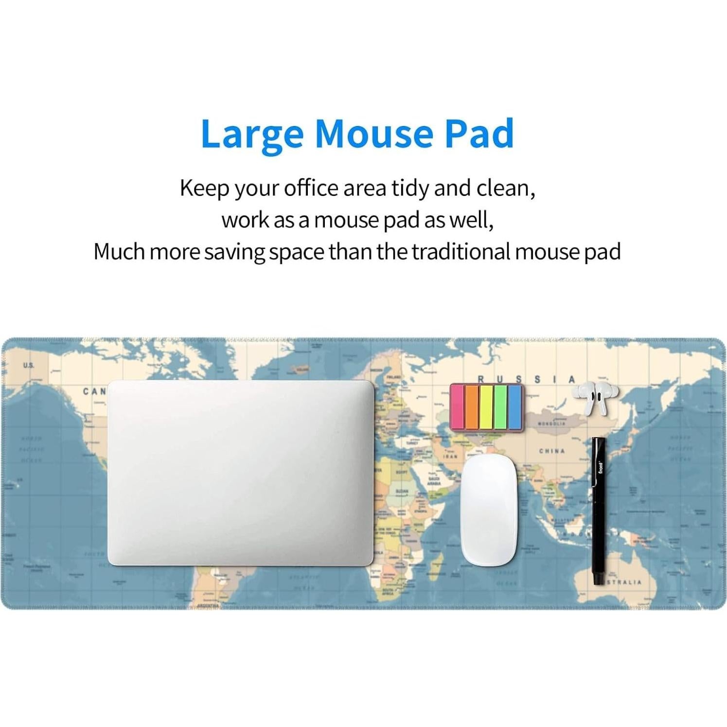 Alfombrilla de Ratón Grande YINFILAN Mapa Mundial Vintage 80x30cm