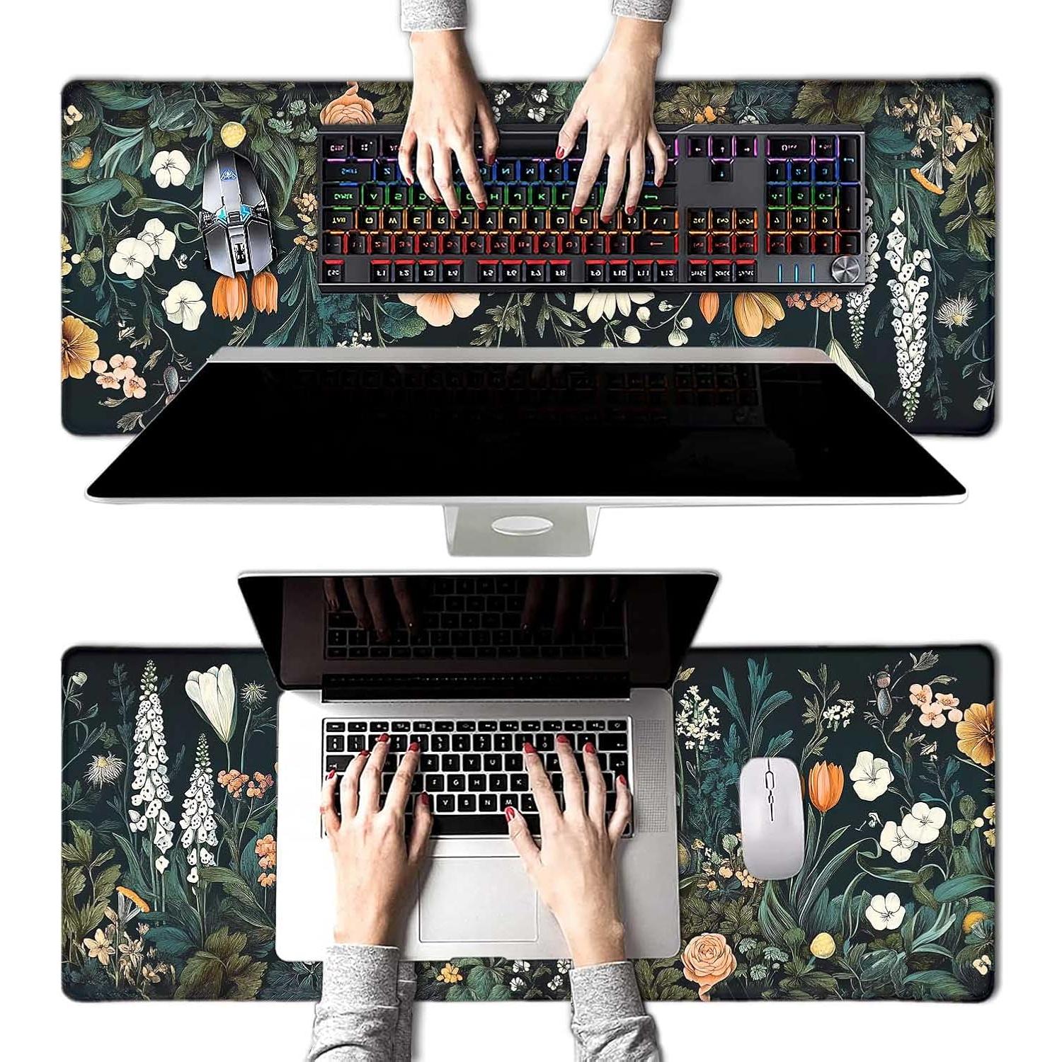 Alfombrilla de Ratón Grande IMAYONDIA Floral 80x30cm Antideslizante