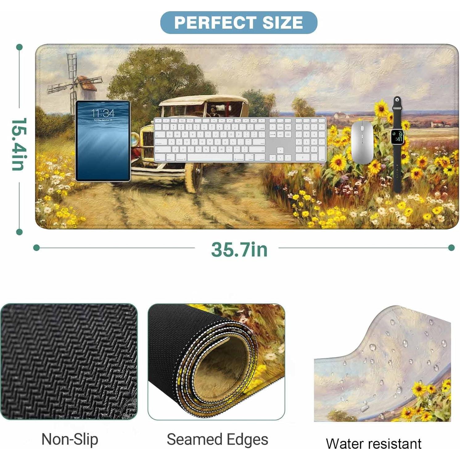 Alfombrilla de Ratón Grande Y YIHANGBEST Girasoles Amarillos 90x40cm