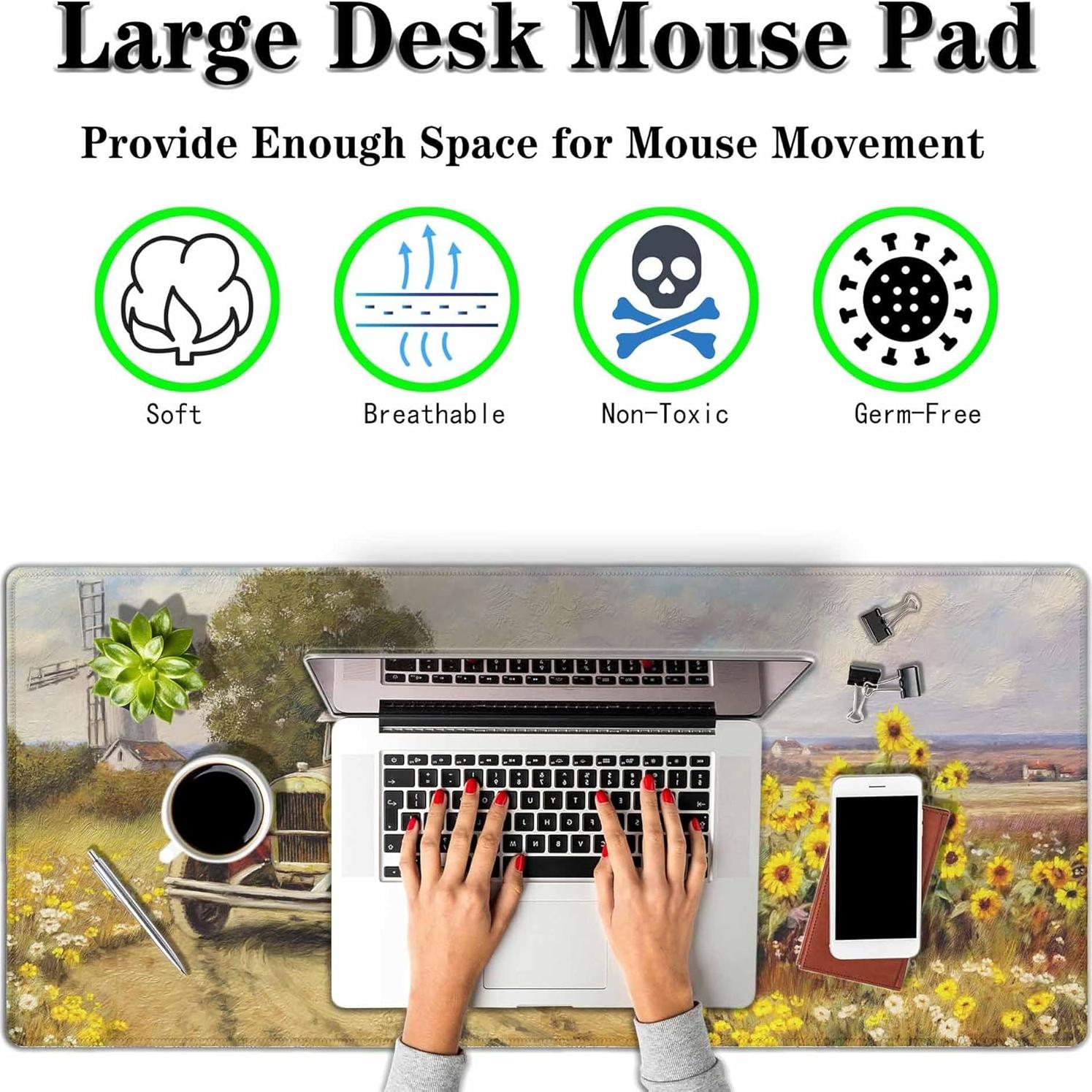 Alfombrilla de Ratón Grande Y YIHANGBEST Girasoles Amarillos 90x40cm